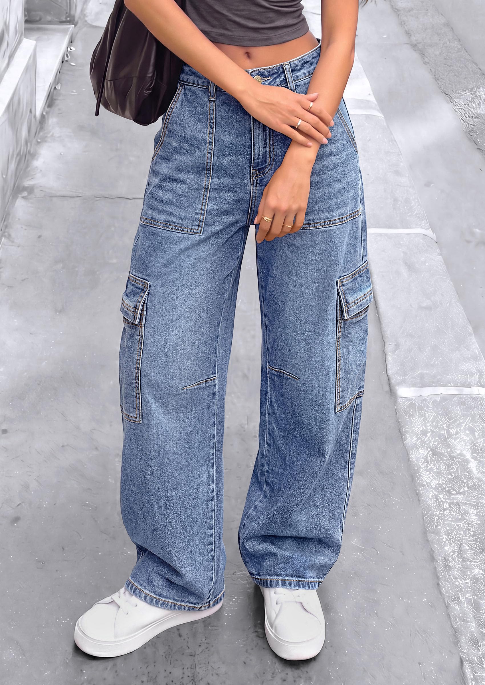 Barrel Pants Women Wide Leg Baggy Denim Jeans Dusk Blue,4