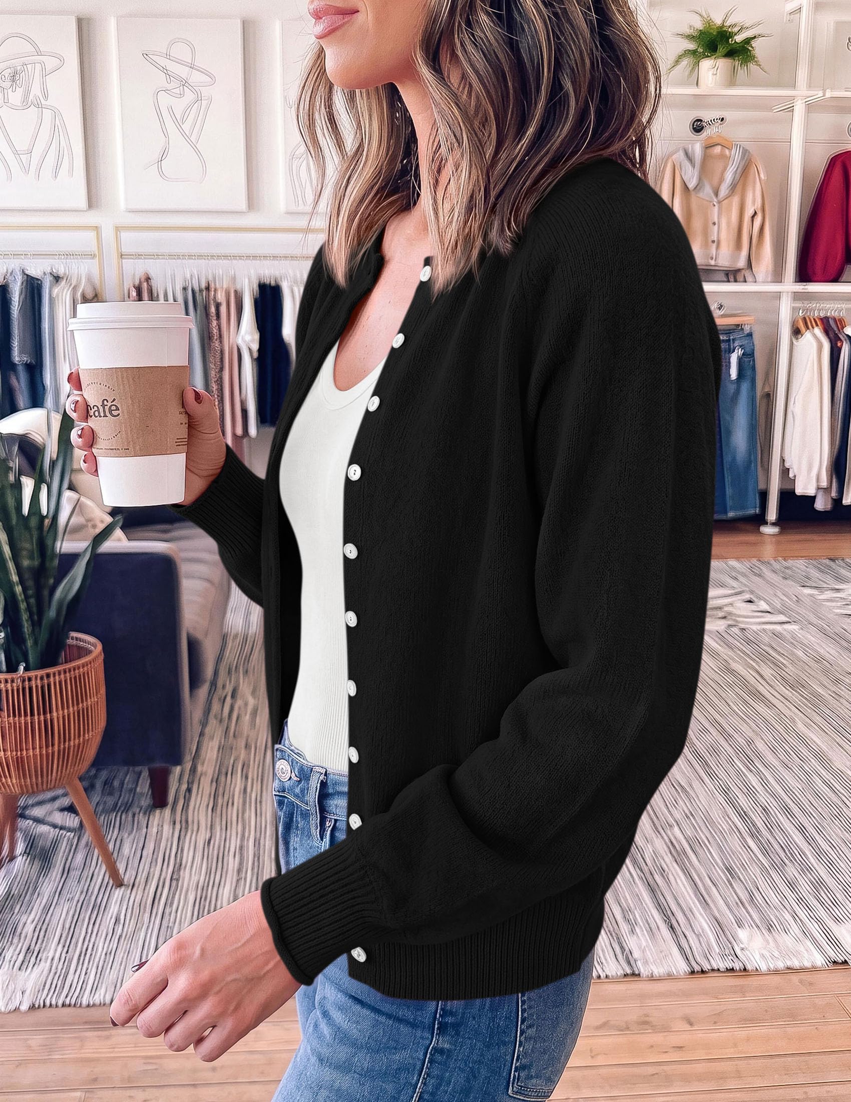Women's Knit Button Up Cardigan Fall Lightweight Cozy Sweaters