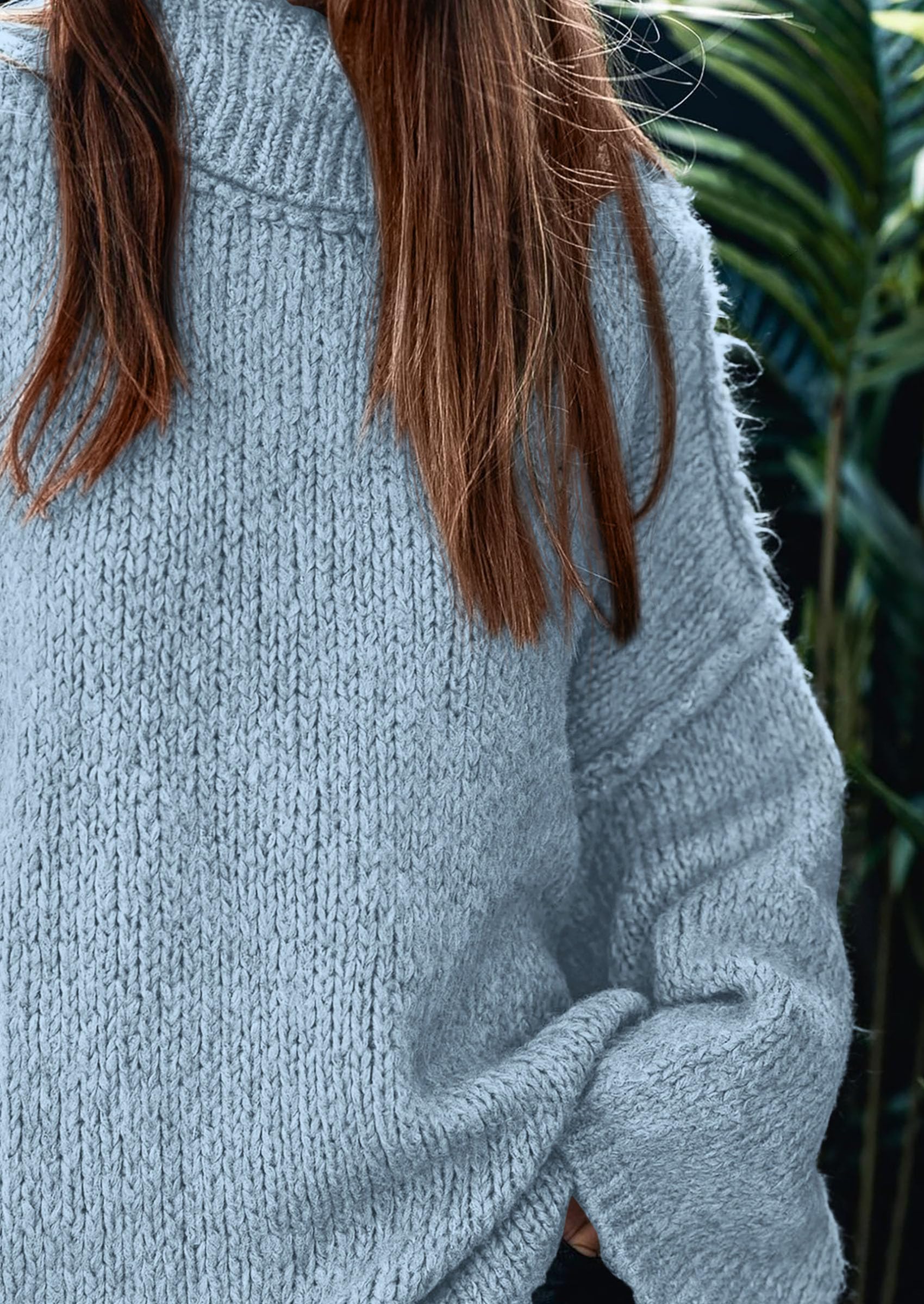 Womens Turtleneck Long Sleeve Oversized Sweaters,Light Blue,S