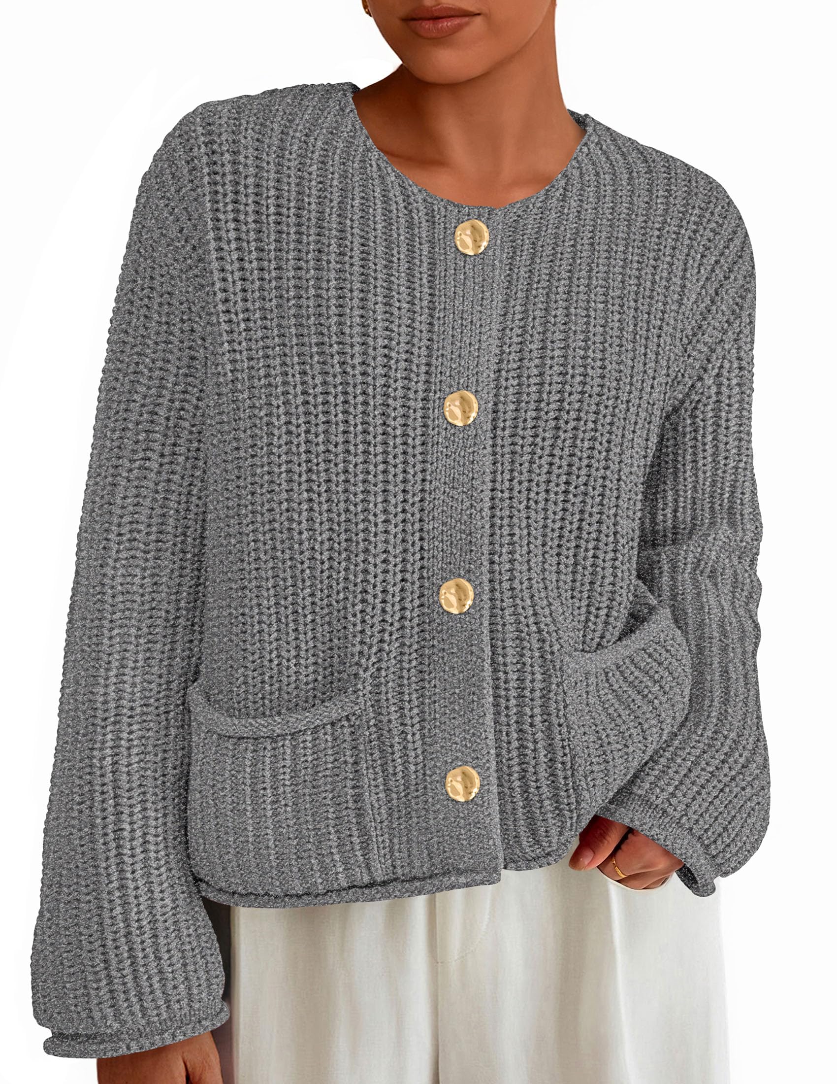 Women Oversized Cardigan Sweaters 2026 Fall Outfits,Grey