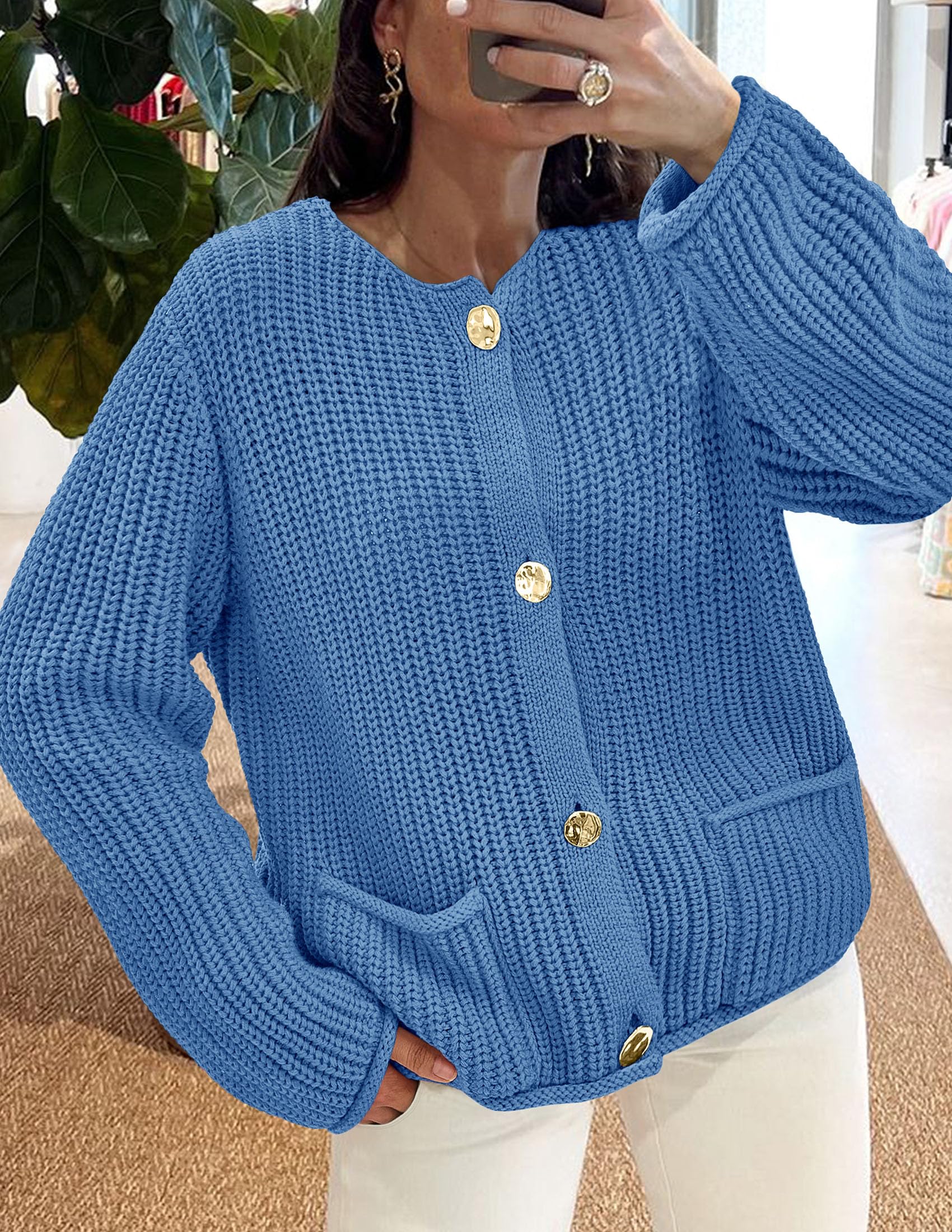 Women Oversized Cardigan Sweaters 2026 Fall Outfits,Blue
