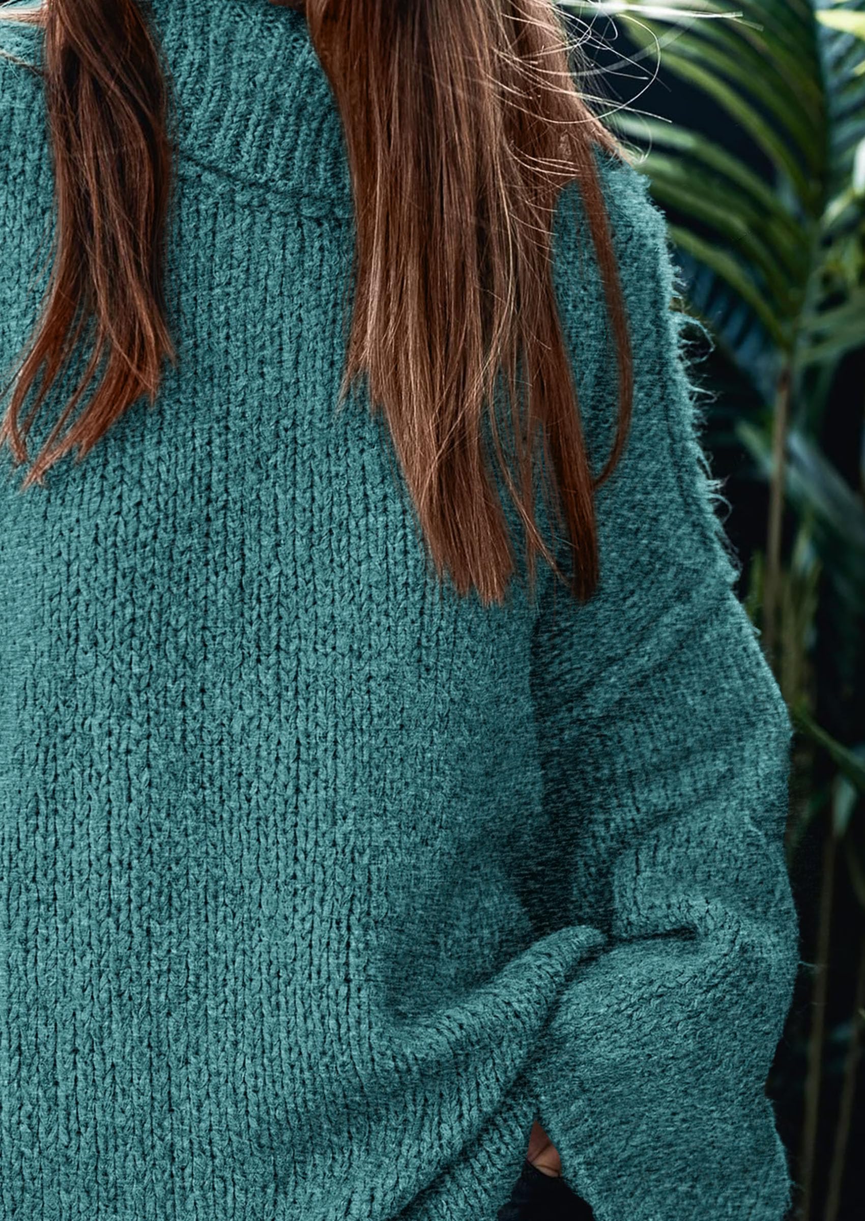 Womens Turtleneck Long Sleeve Oversized Sweaters,Teal,S