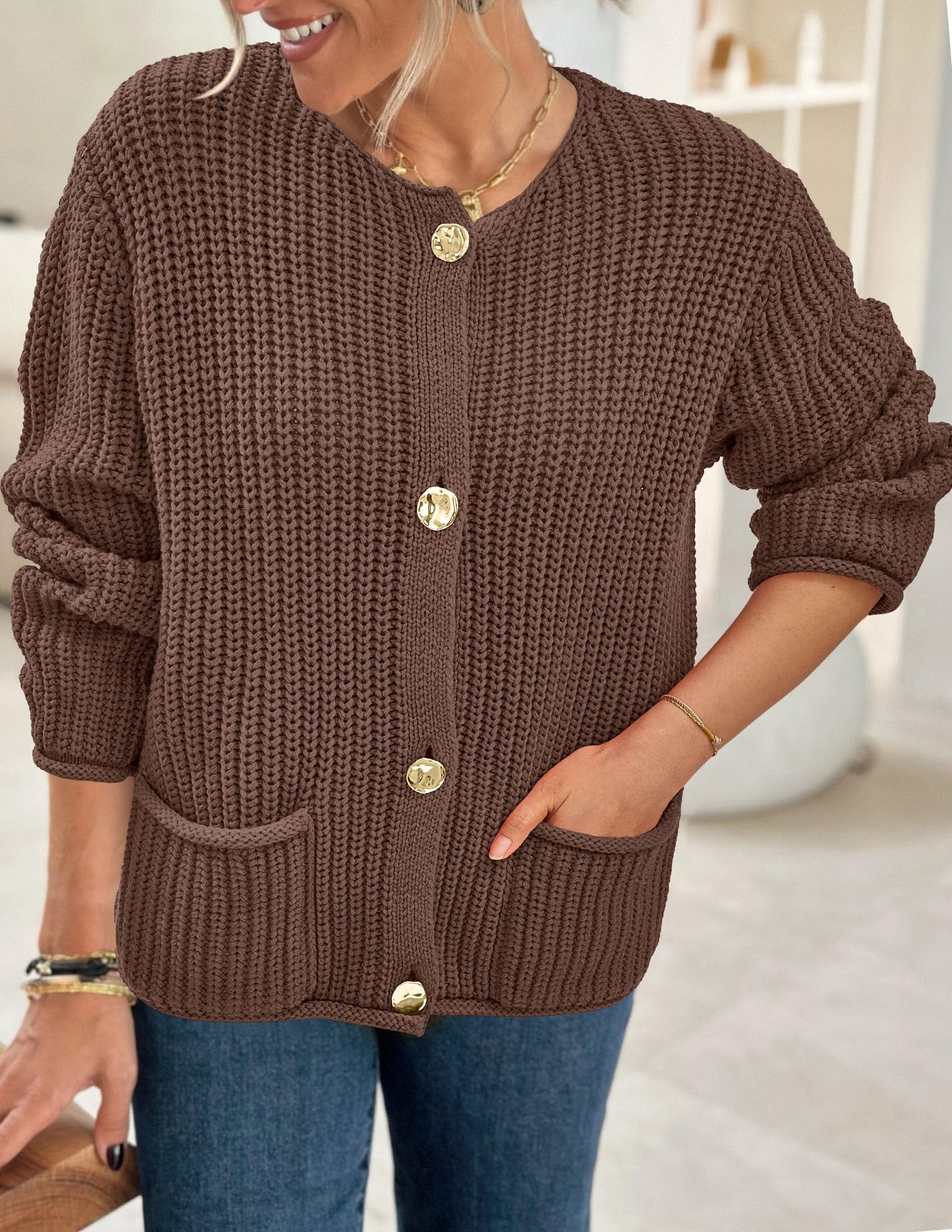 Women Oversized Cardigan Sweaters 2026 Fall Outfits,Coffee