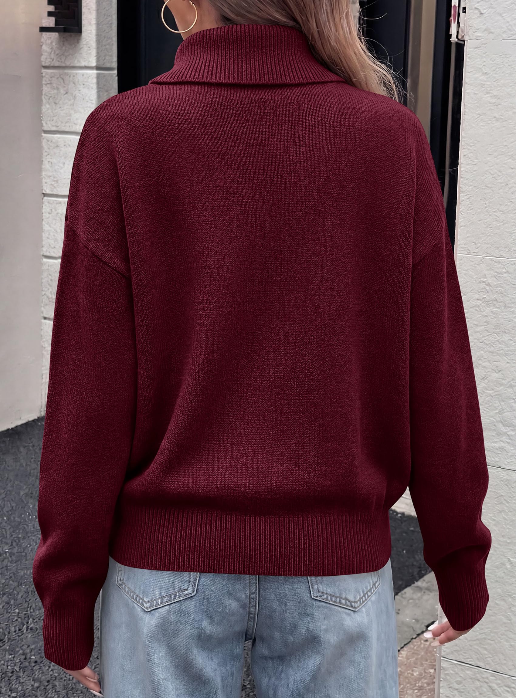 Womens Turtleneck Sweater Pullover Side Button Fall Clothes