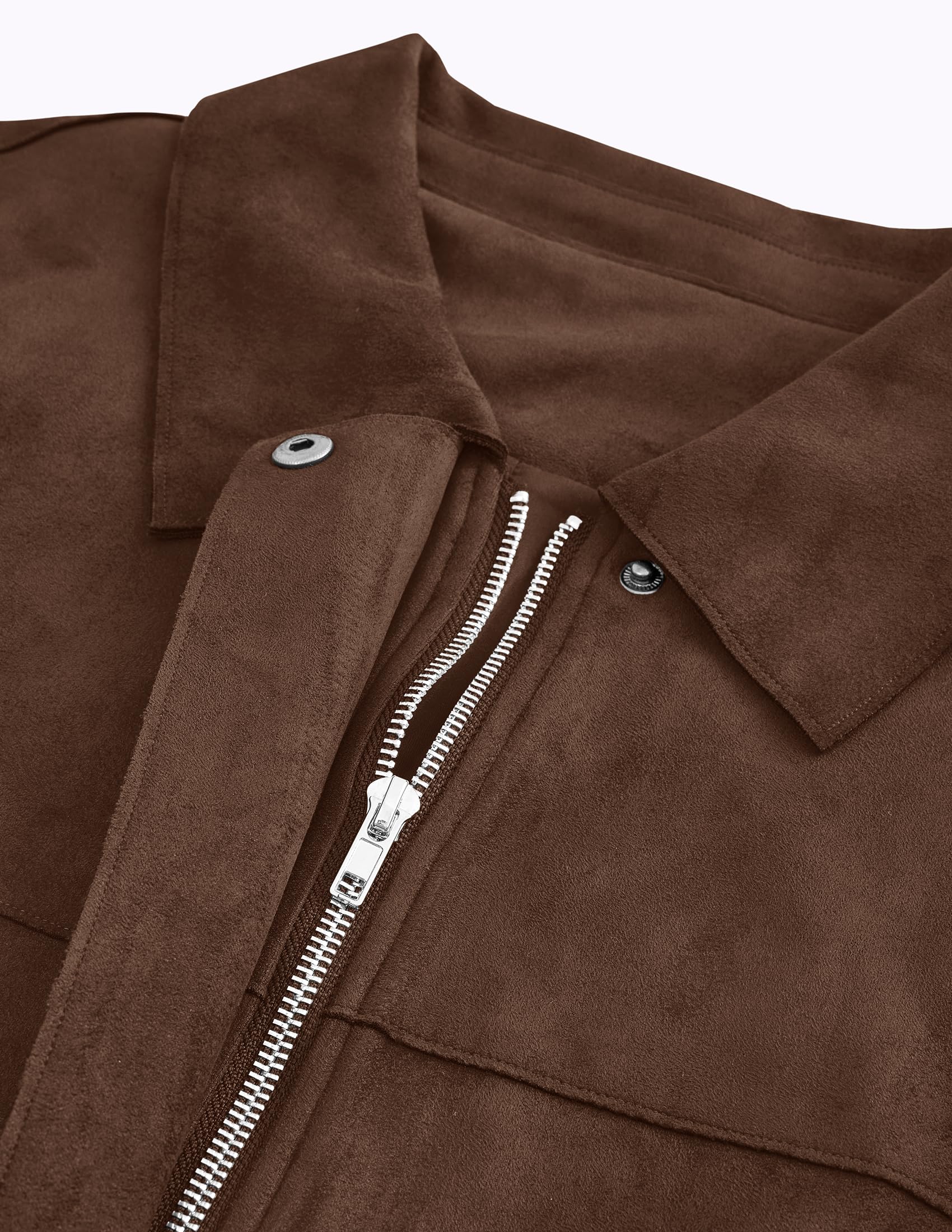 Women's Faux Suede Cropped Fall Jackets,Dark Brown,S