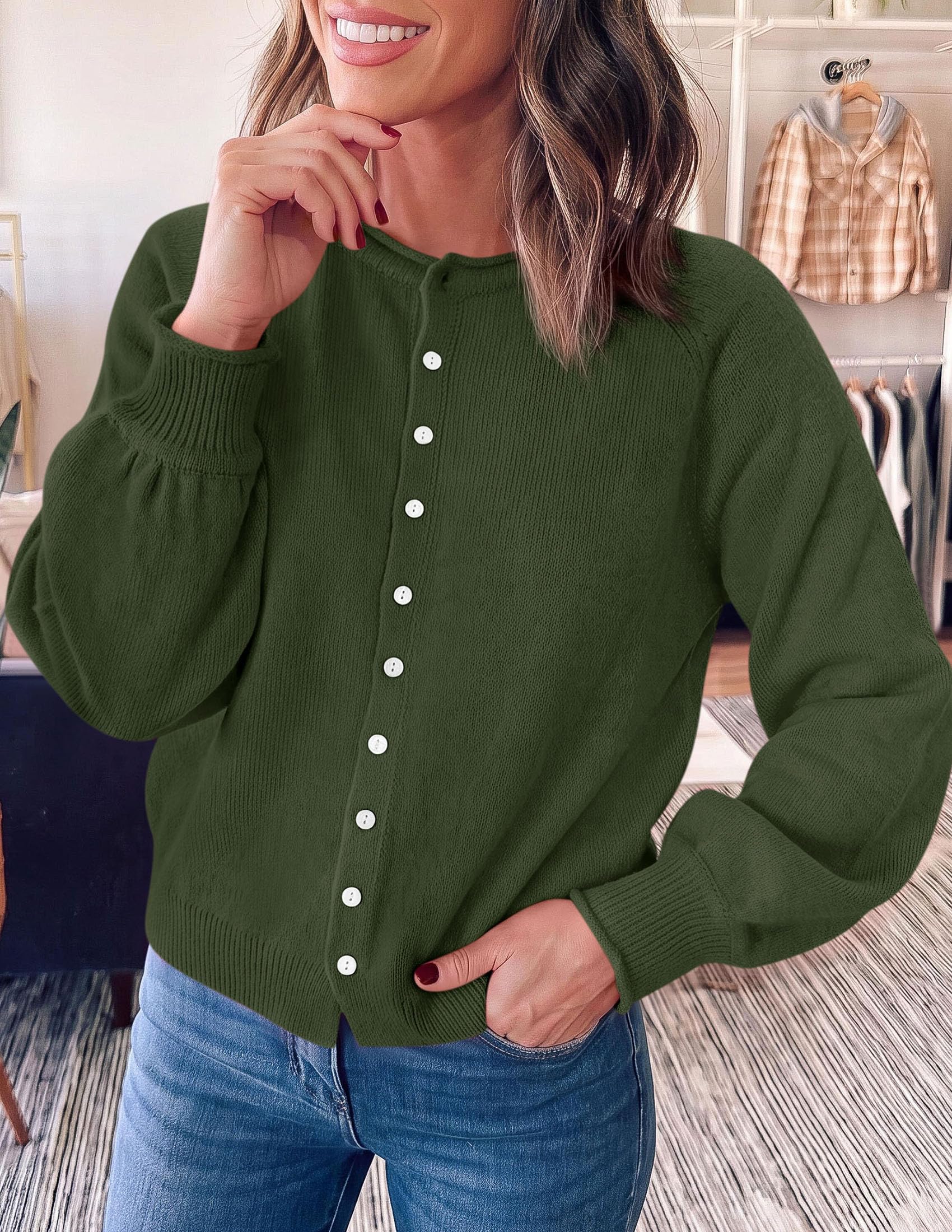 Women's Knit Button Up Cardigan Fall Lightweight Cozy Sweaters