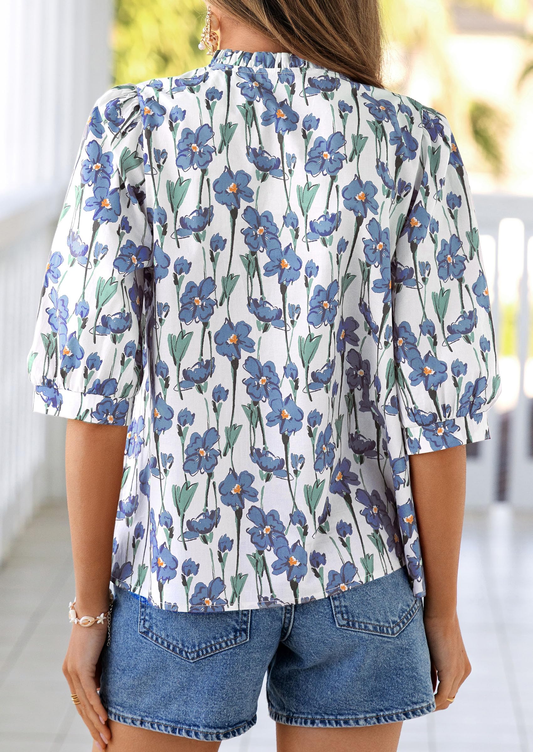 Women's Summer Floral Boho Dressy Casual Tops