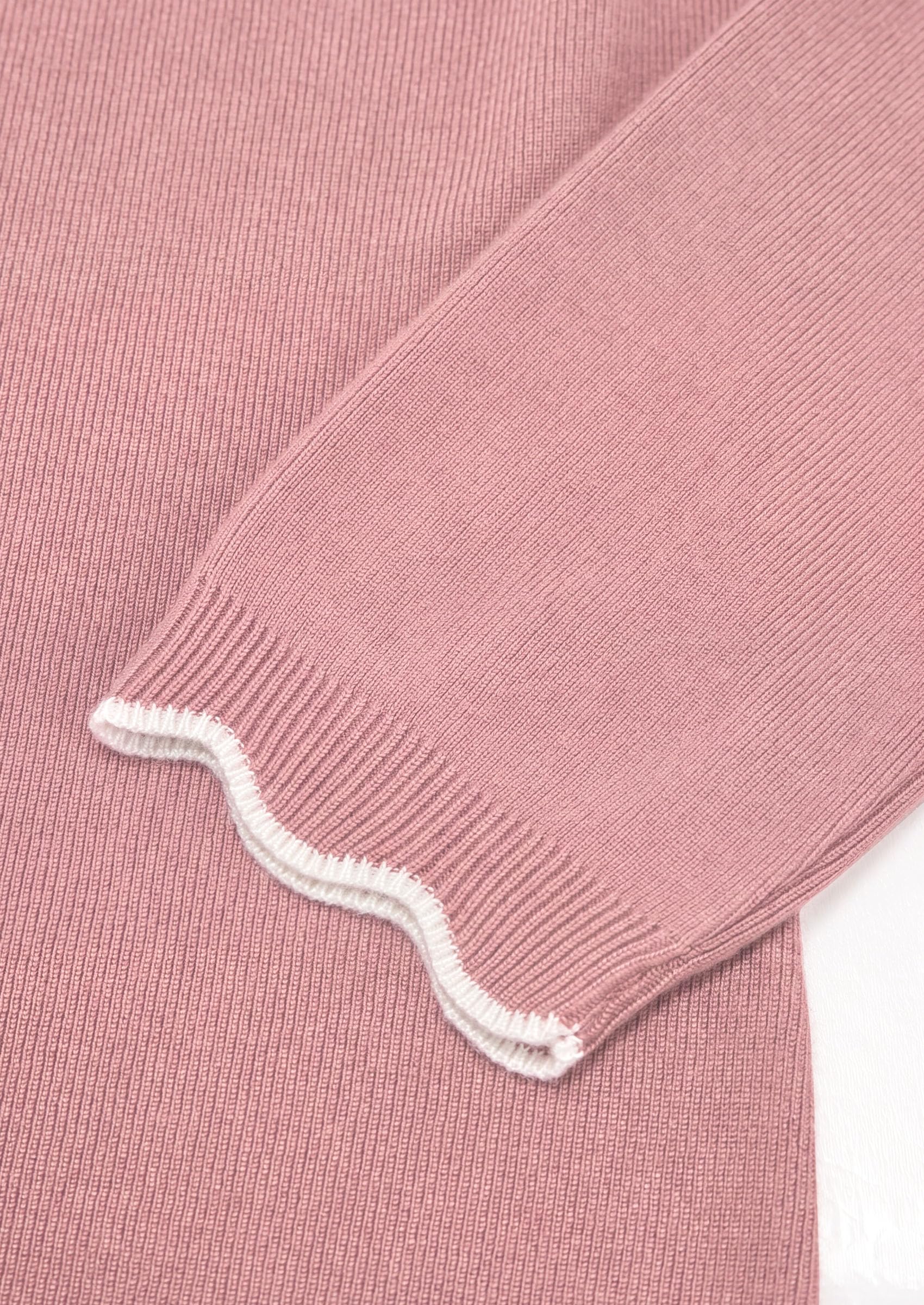 Women's Long Sleeve Ribbed Knit Pullover Sweaters,Pink,S