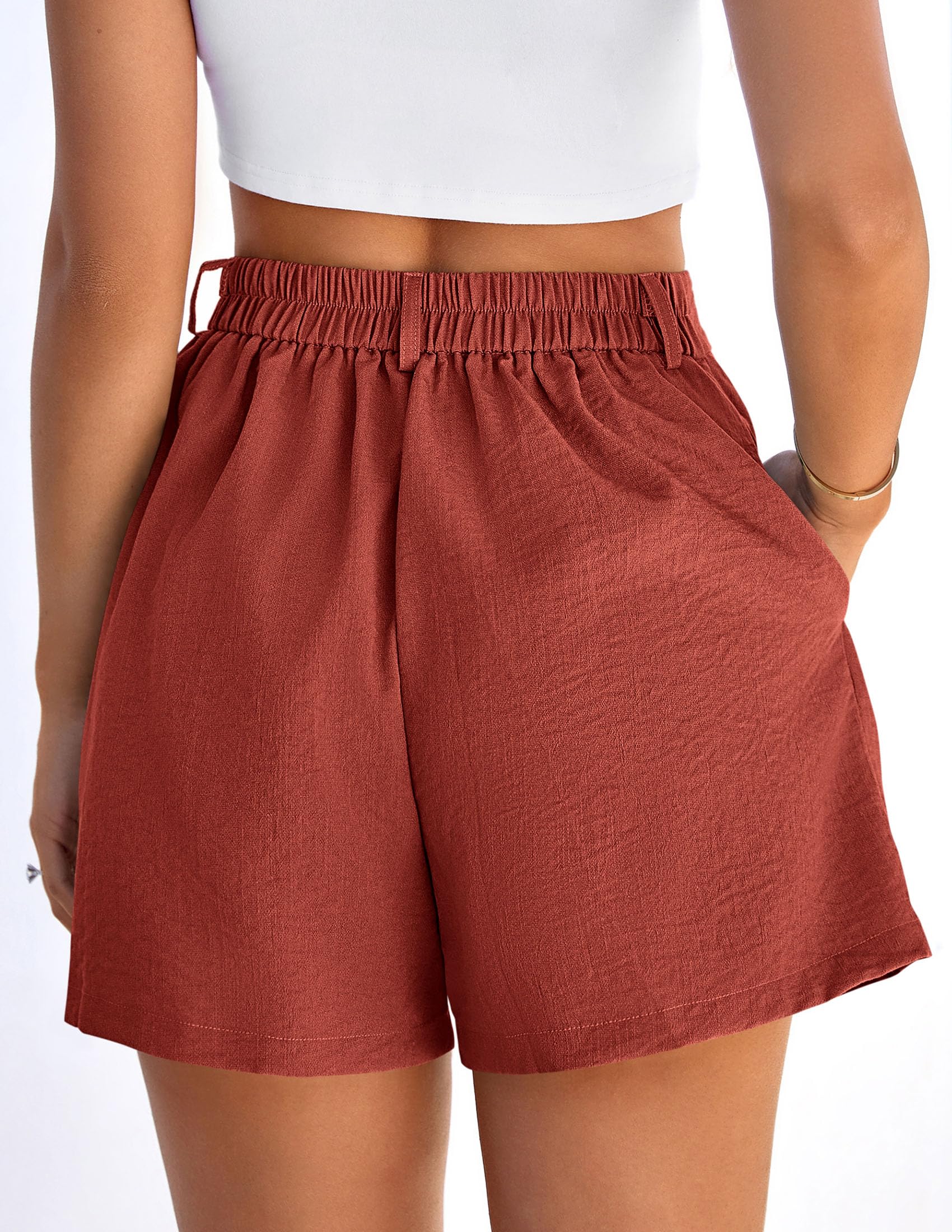 Womens Shorts Dressy Casual High Waisted Wide Leg Trousers,Rust Red,S