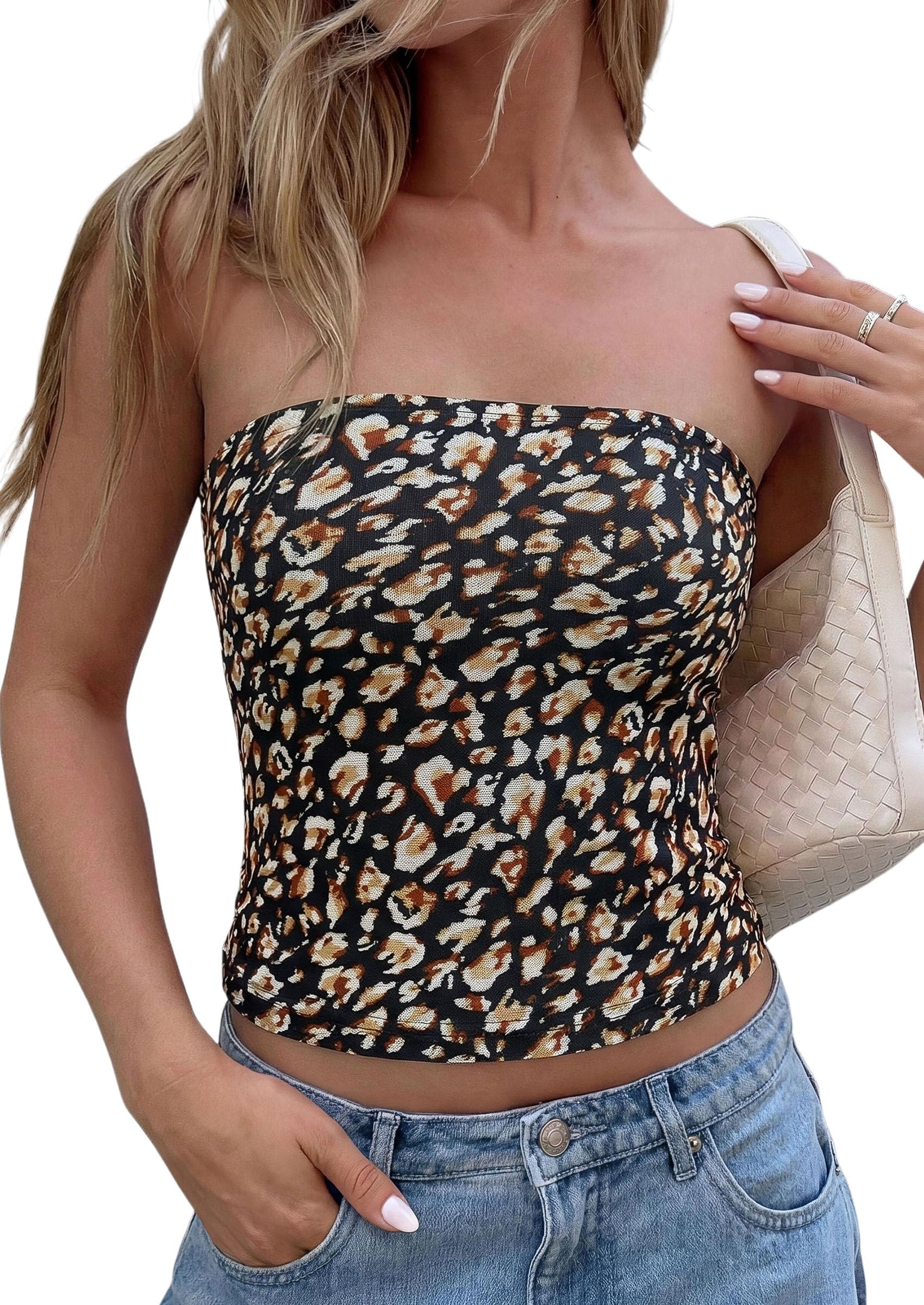 Tube Tops for Women Summer Floral Going Out Vacation Outfits