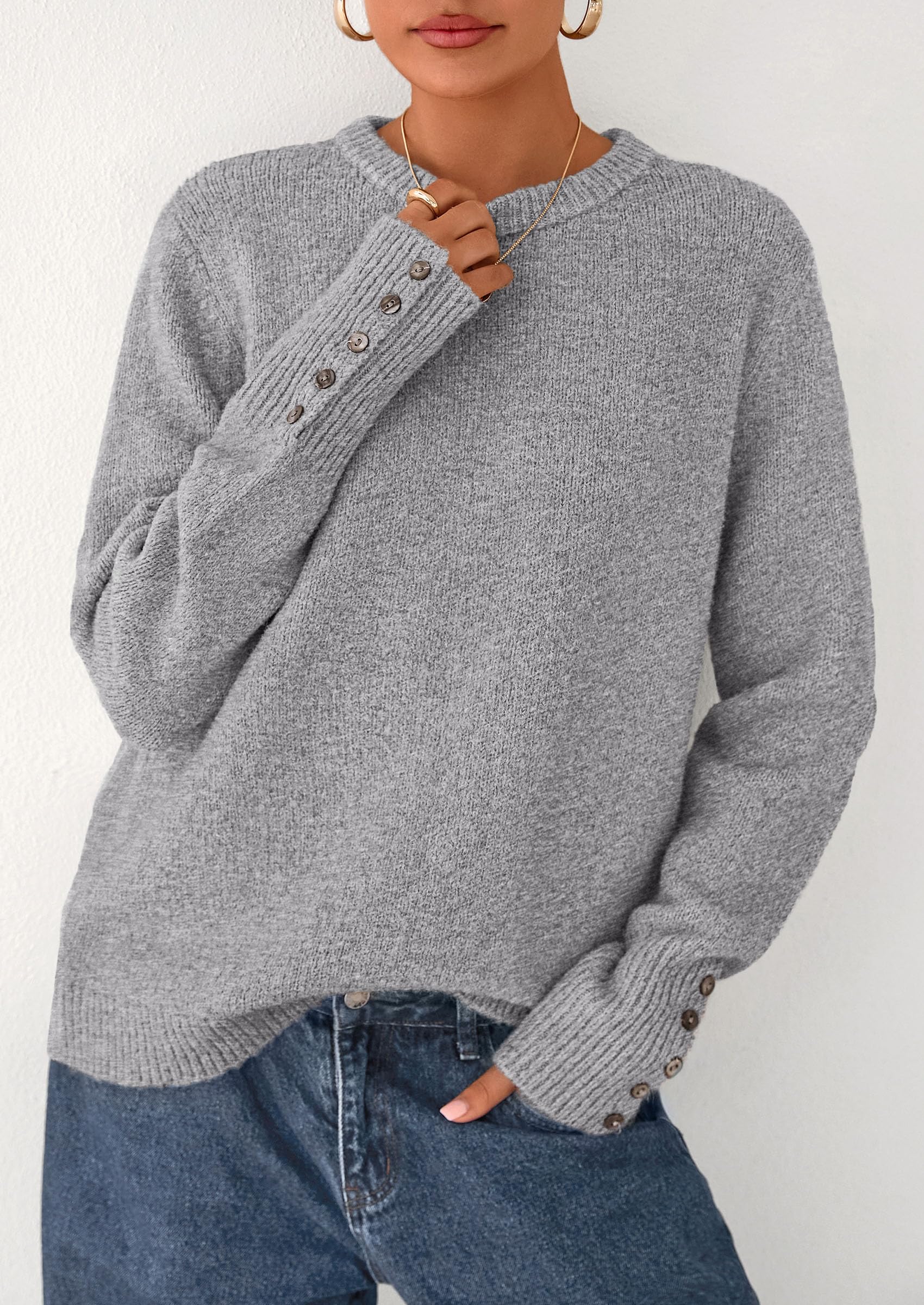 Fall Sweaters for Women Cozy Casual Pullover Ribbed Knit Tops
