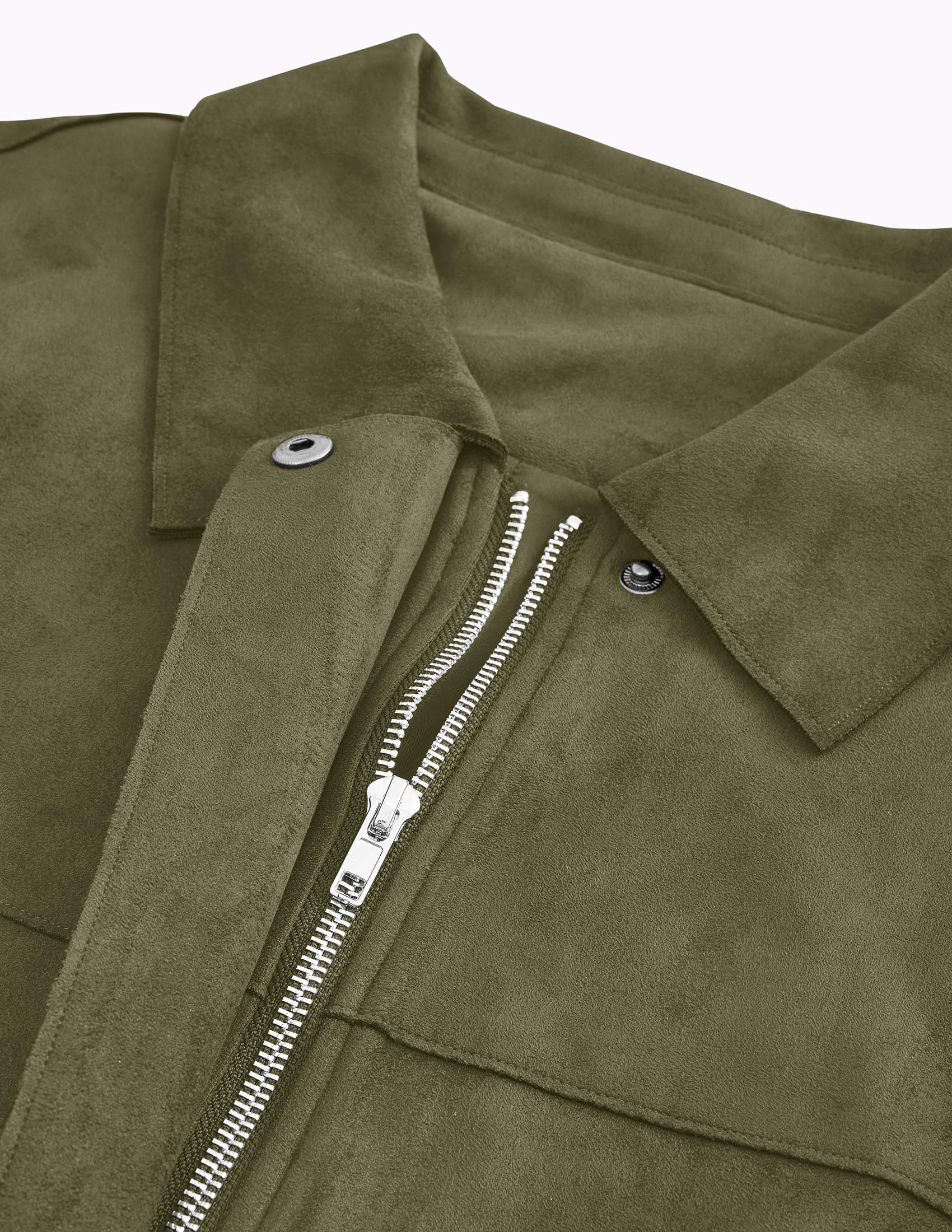 Women's Faux Suede Cropped Fall Jackets,Army Green,M