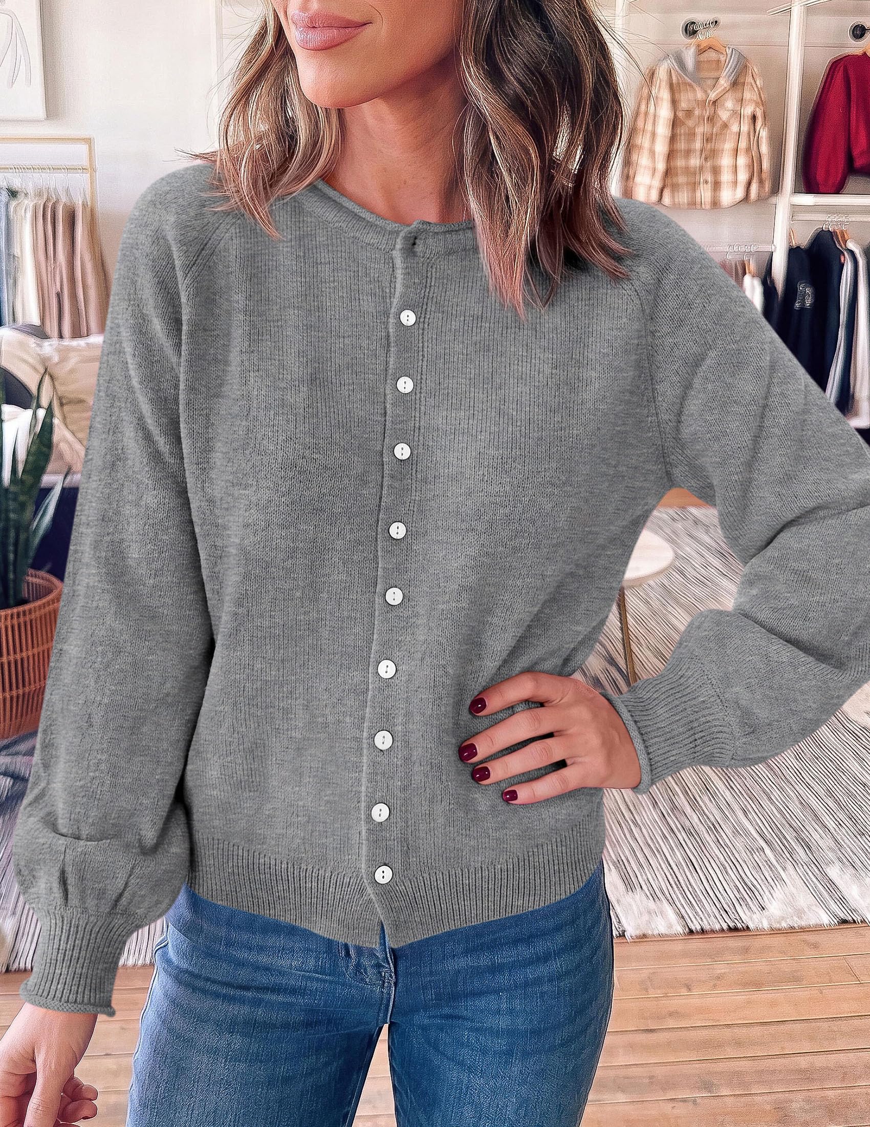 Women's Knit Button Up Cardigan Fall Lightweight Cozy Sweaters