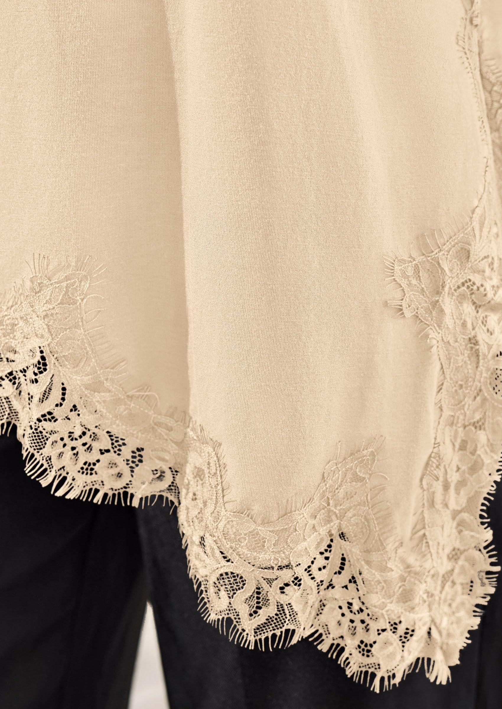 Women's Long Sleeve Asymmetrical Lace Tops Oversized Tshirts