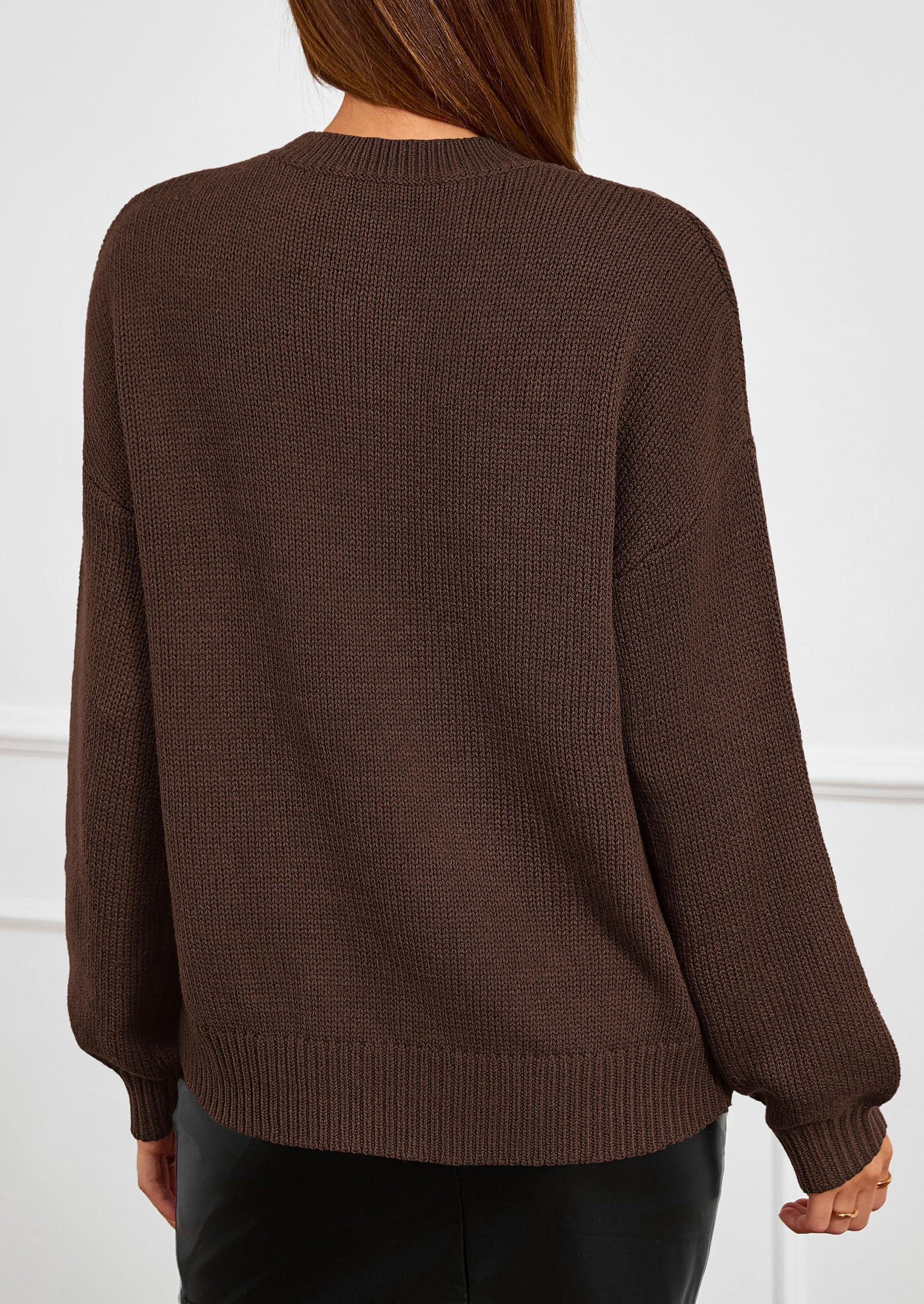 Women's Oversized 3D Floral Knit Sweater,Brown,S