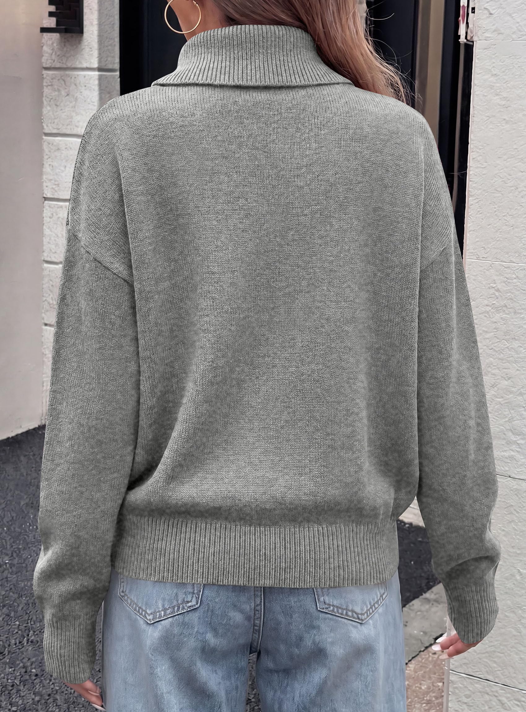 Womens Turtleneck Sweater Pullover Side Button Fall Clothes