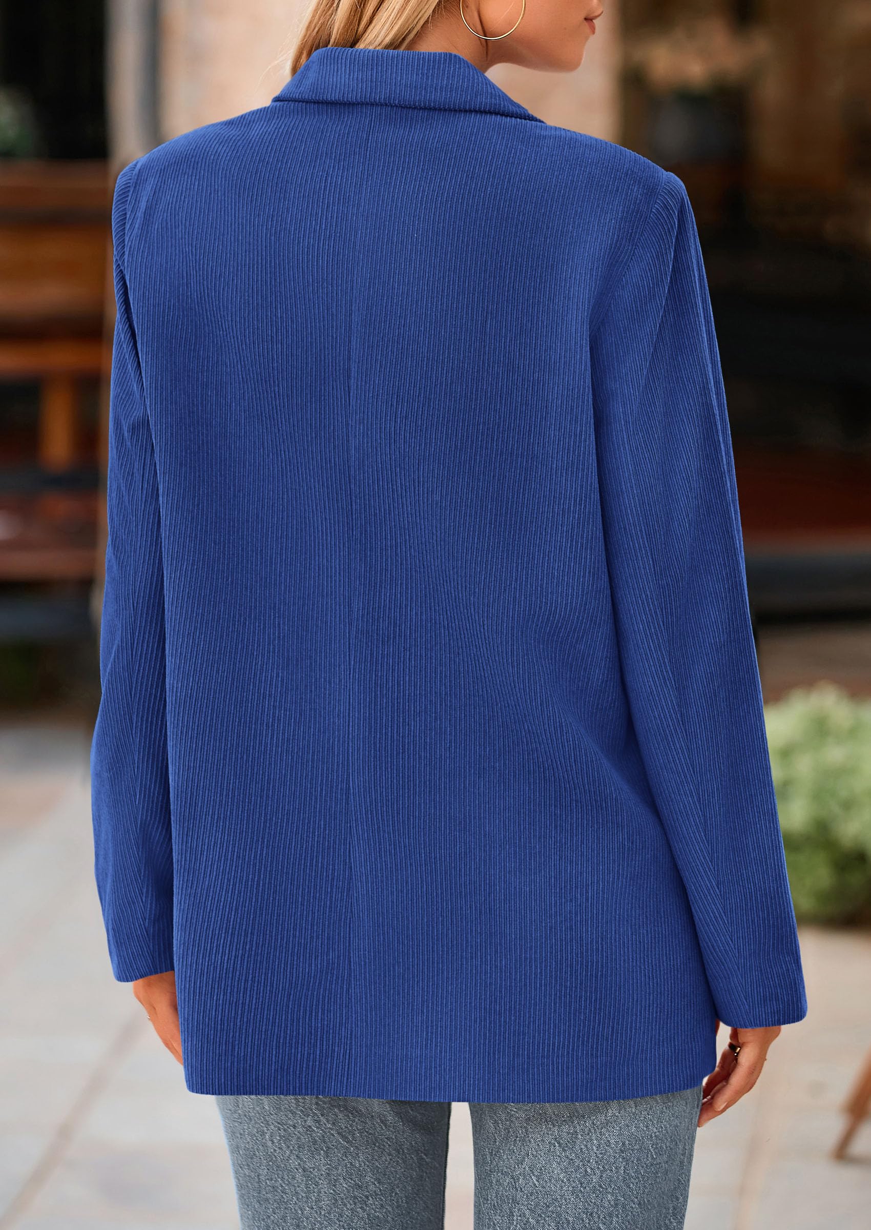 Women's Winter Corduroy Blazers Jackets (Blue,S)