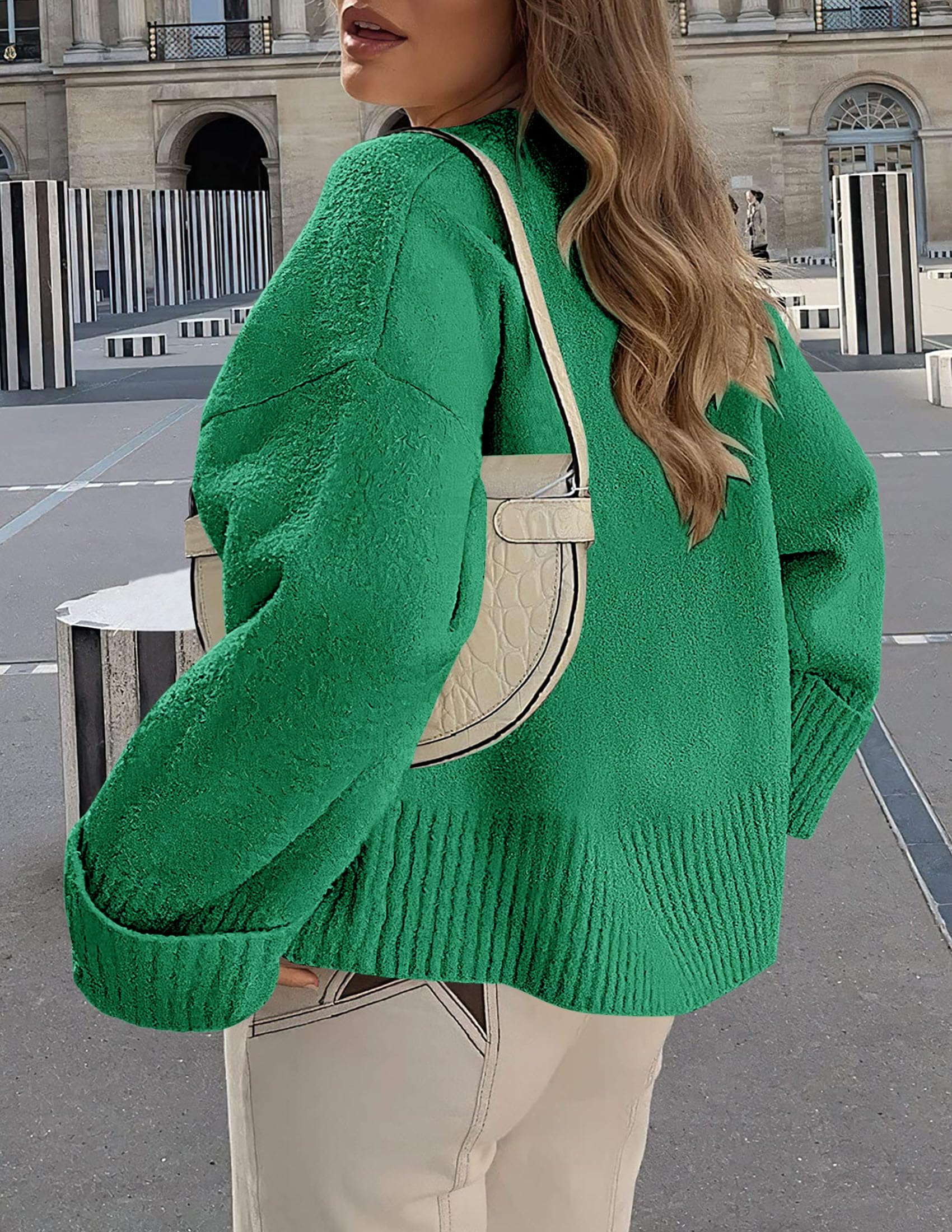 Women's Fall Fashion Cozy Oversized Sweaters(Green,XS)