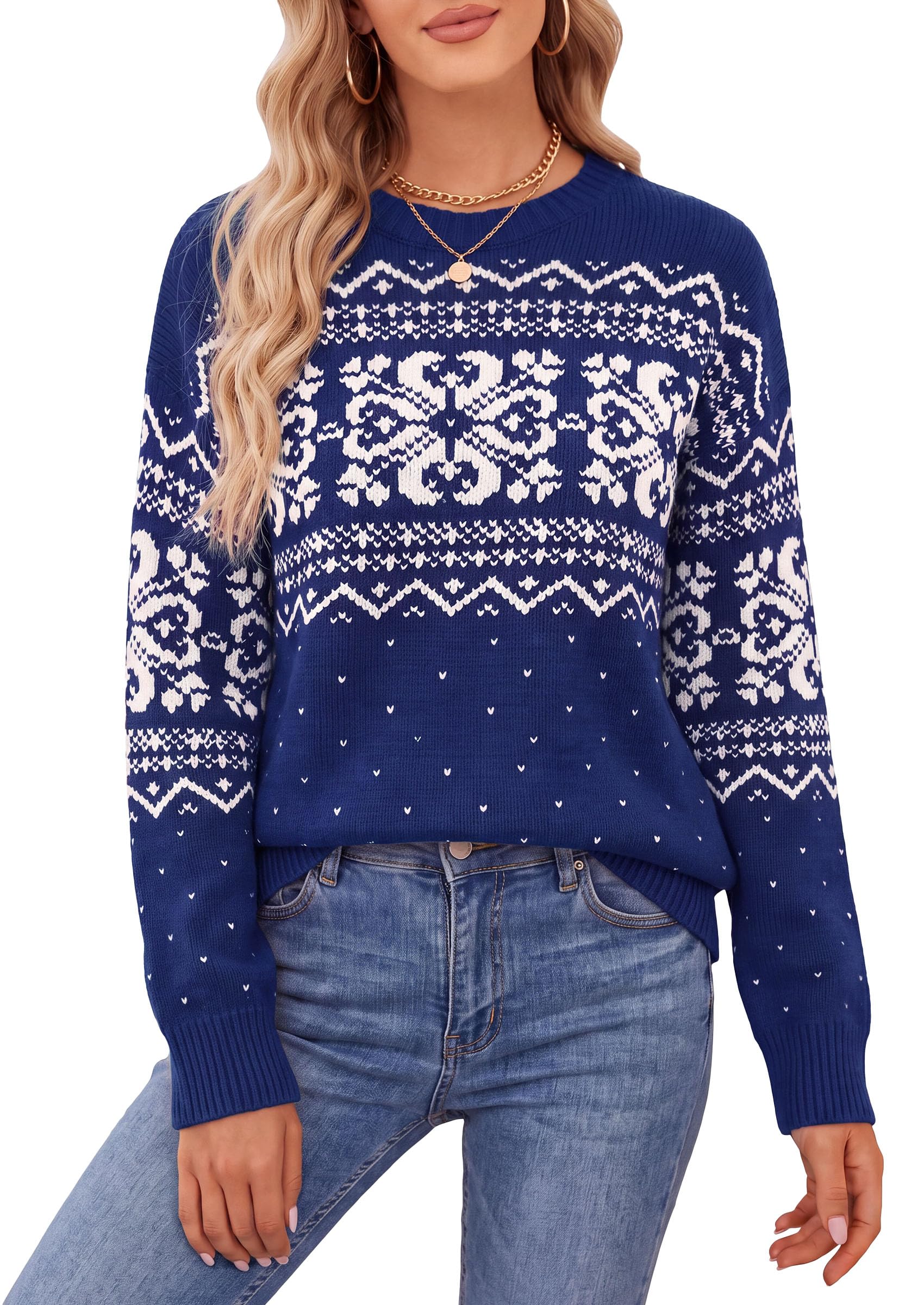 Sweaters for Women Fair Isle Oversized Pullover Fall Outfits