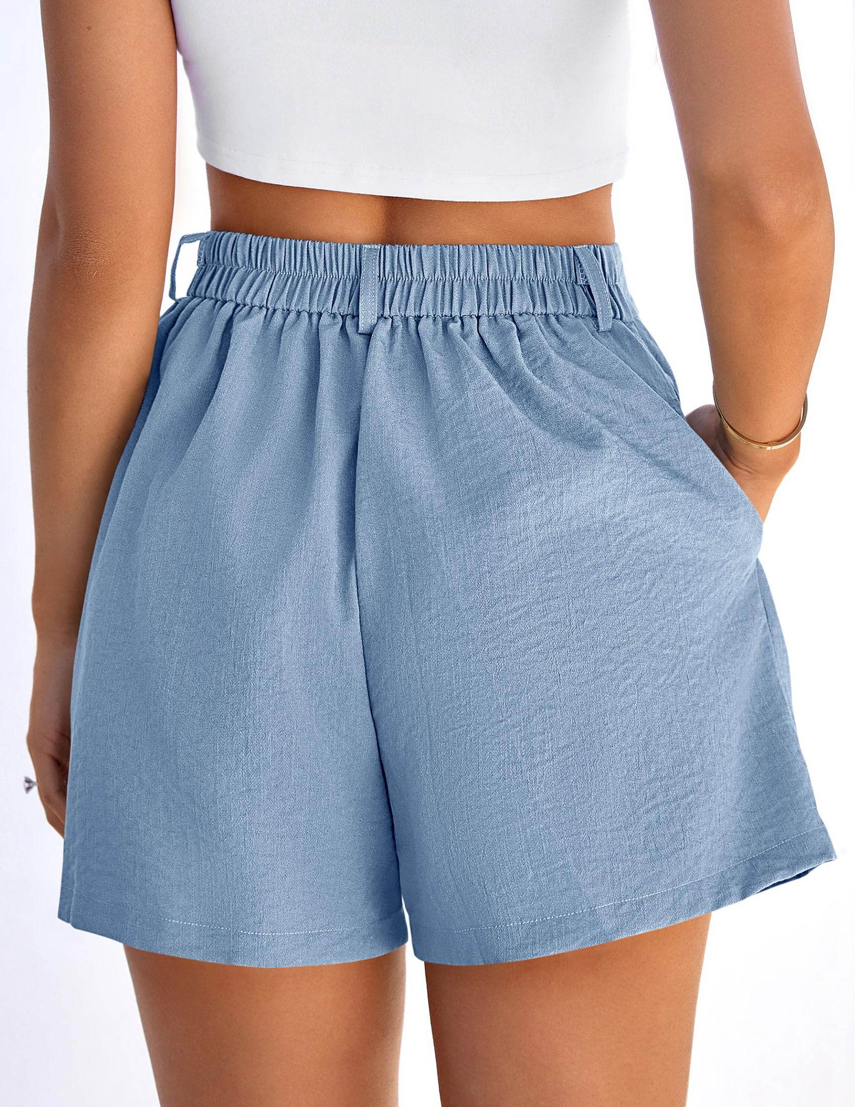 Womens Shorts Dressy Casual High Waisted Wide Leg Trousers,Light Blue,S