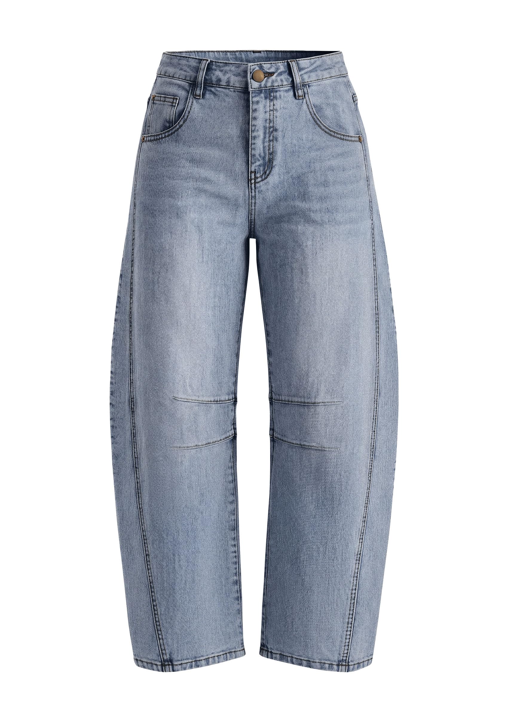 Women's Barrel Baggy Jeans High Waisted Pants (Myosotis,4)