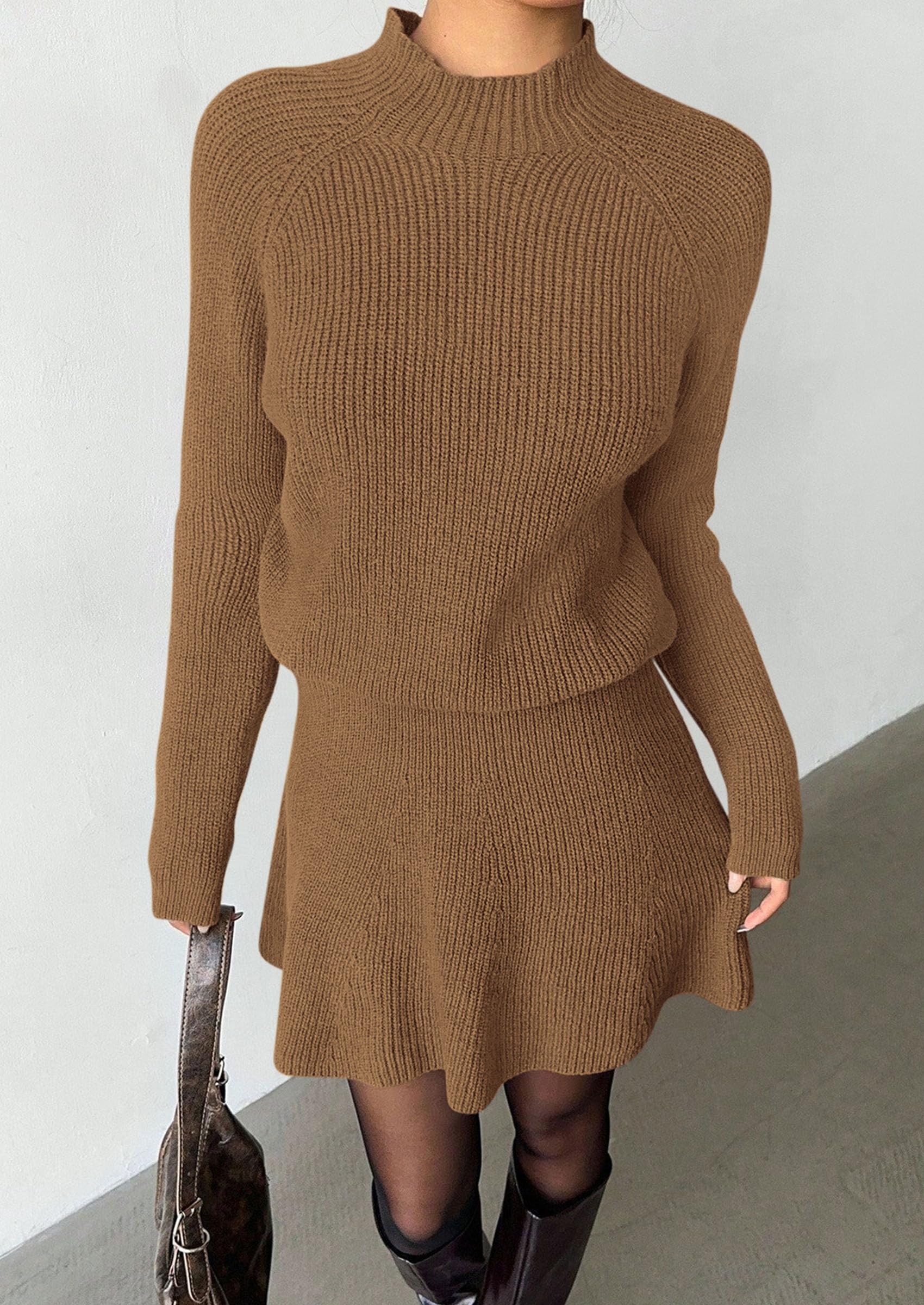 Women's Fall 2 Piece Outfits Matching Sweater Skirt Sets