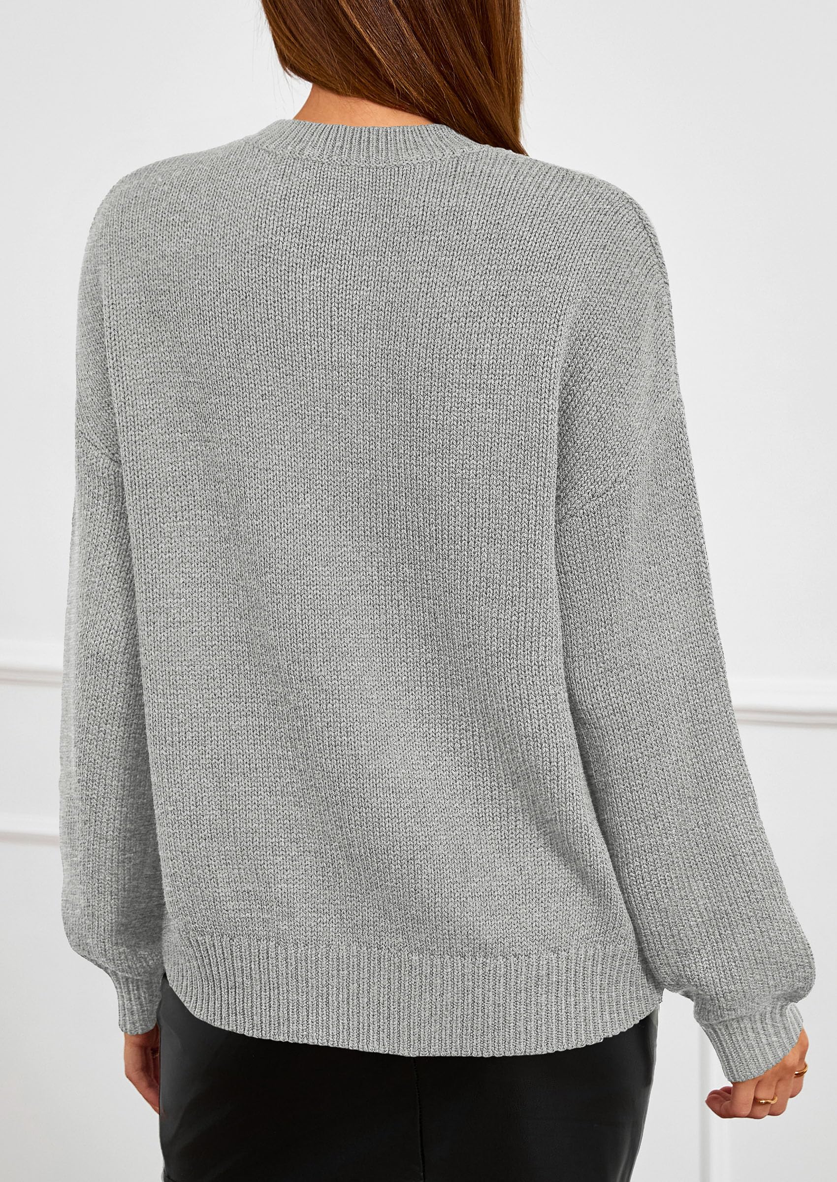 Women's Oversized 3D Floral Knit Sweater,Light Grey,S