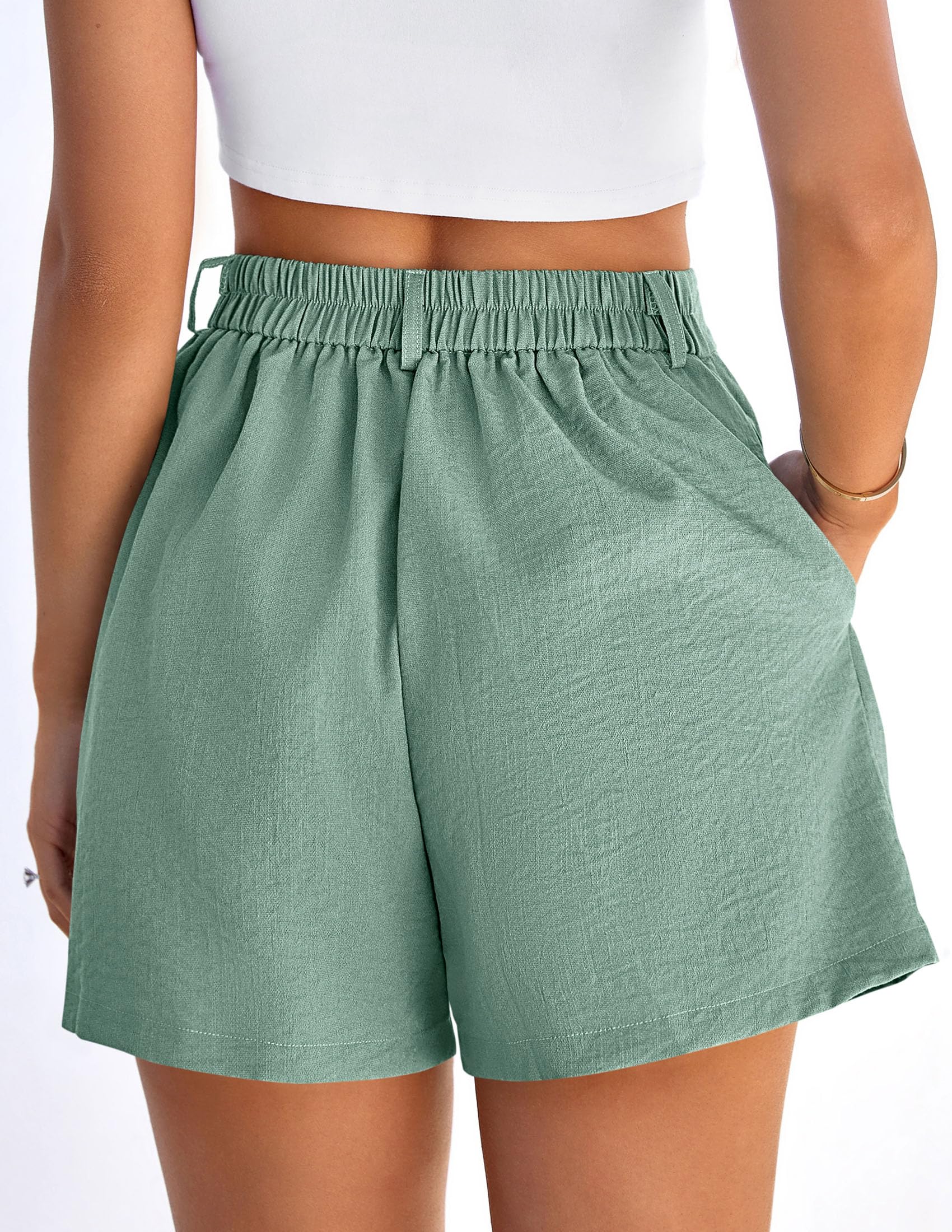 Womens Shorts Dressy Casual High Waisted Wide Leg Trousers,Grey Green,S