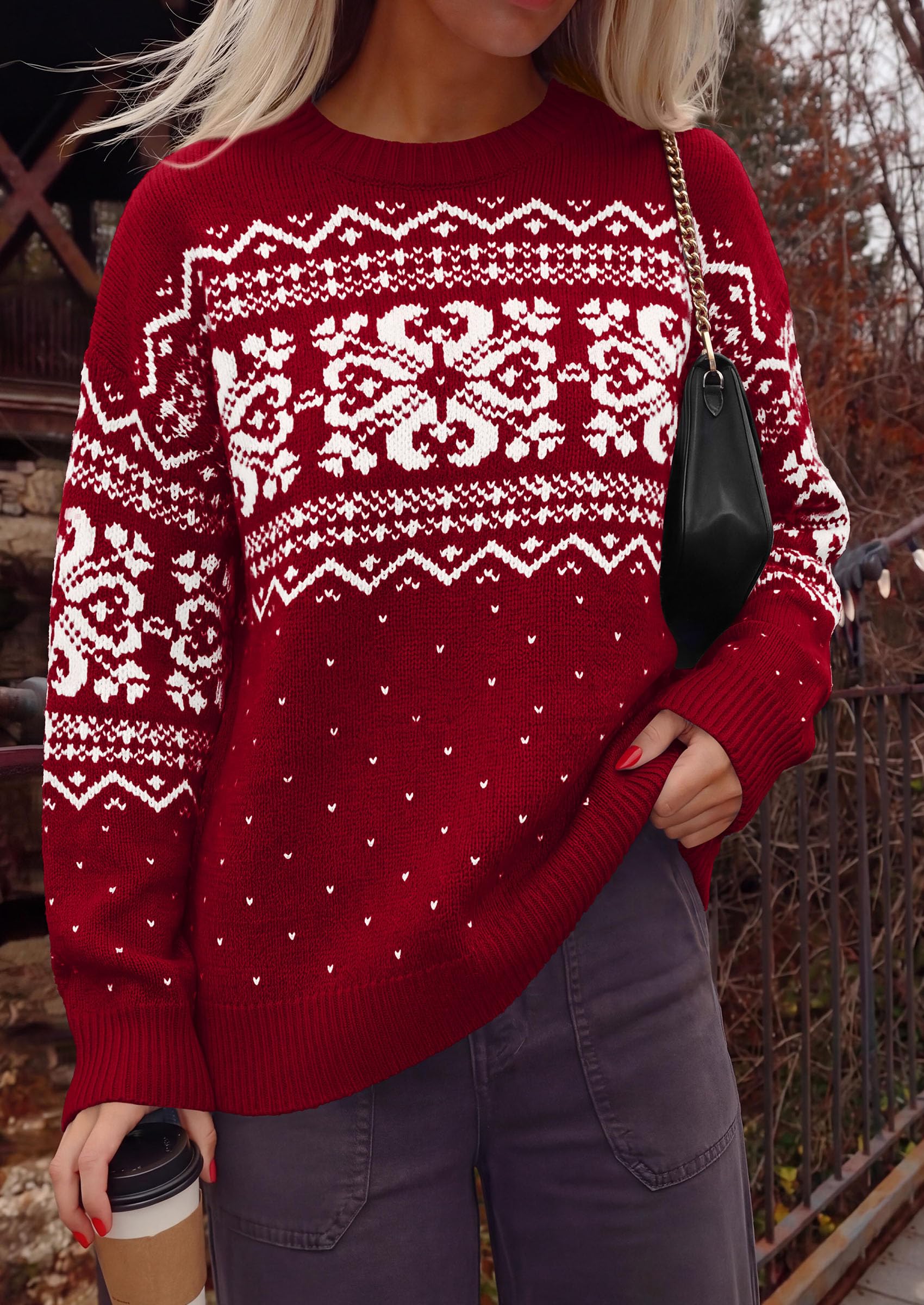 Sweaters for Women Fair Isle Oversized Pullover Fall Outfits