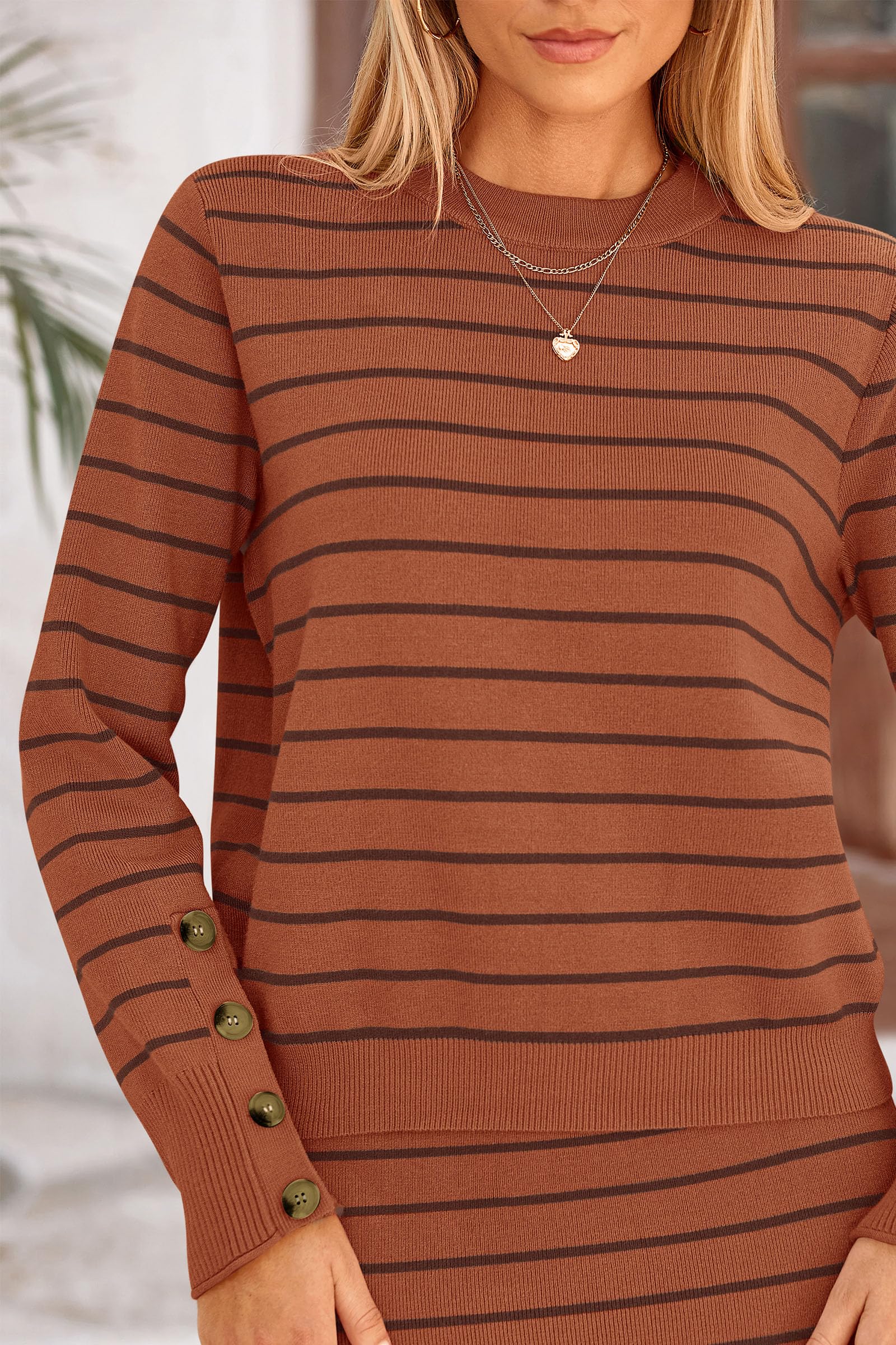 Women's 2 Piece Striped Sweater Skirt Set Fall Matching Sets