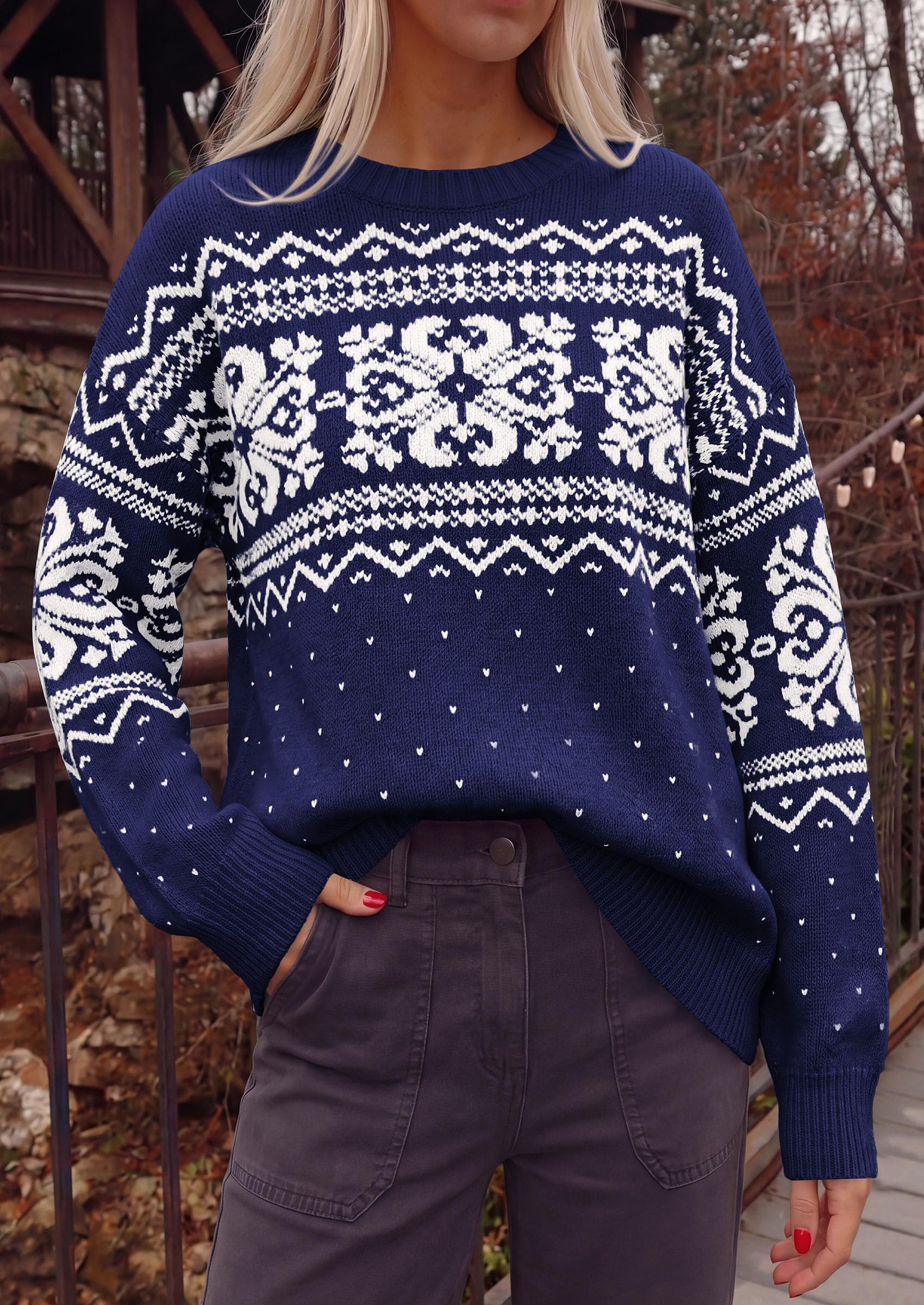 Sweaters for Women Fair Isle Oversized Pullover Fall Outfits