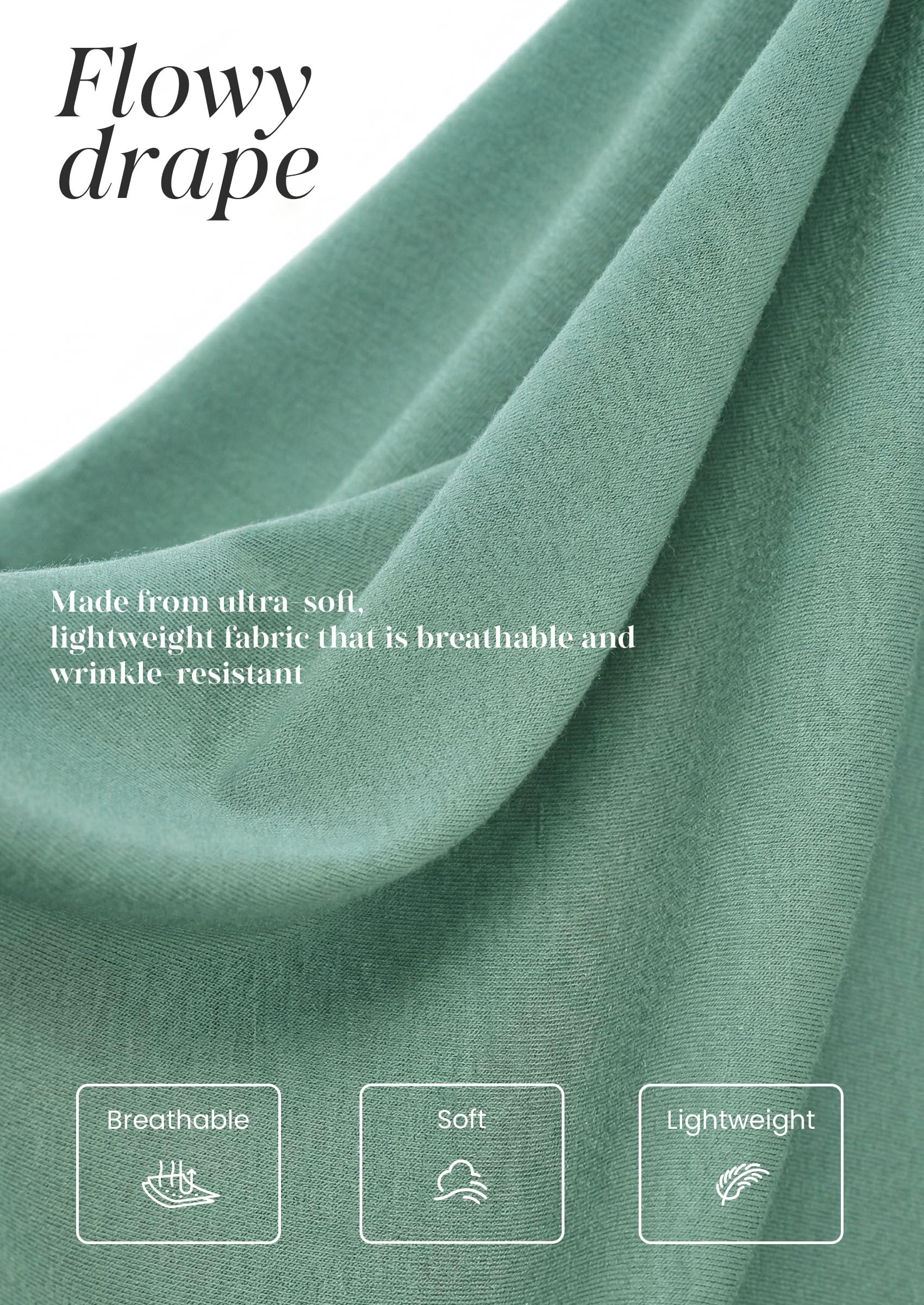 Womens Long Puff Sleeve Tops Crew Neck Blouse (Grey Green,S)