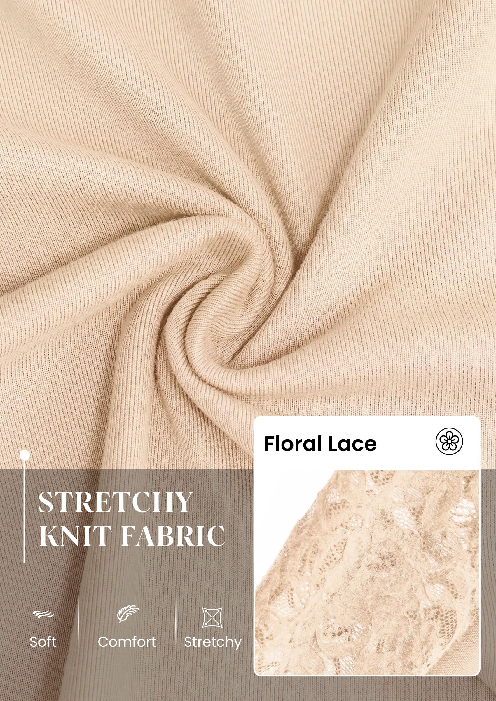 Sheer Lace Raglan Long Sleeve Shirts for Women,Beige,S