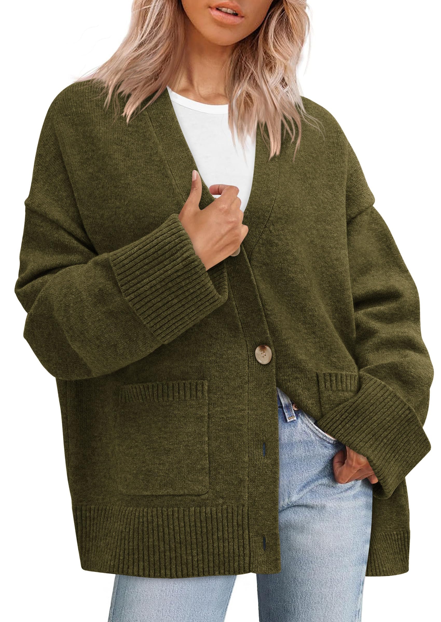 Women's Winter Oversized Cardigan Sweaters (Army Green,S)