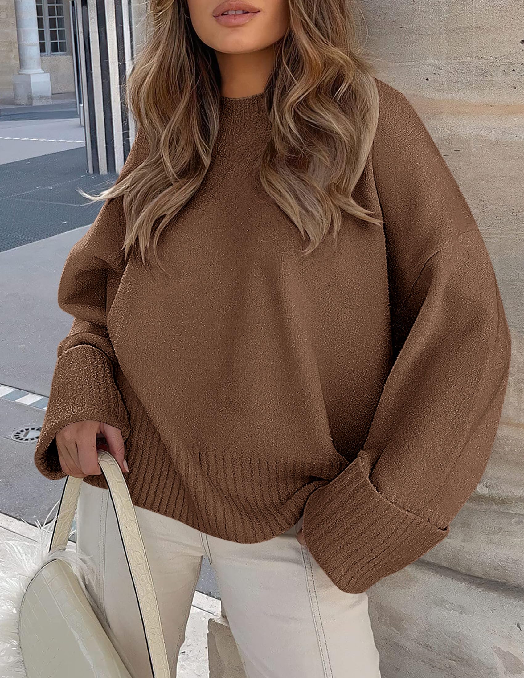 Women's Fall Fashion Cozy Oversized Sweaters(Brown,XS)
