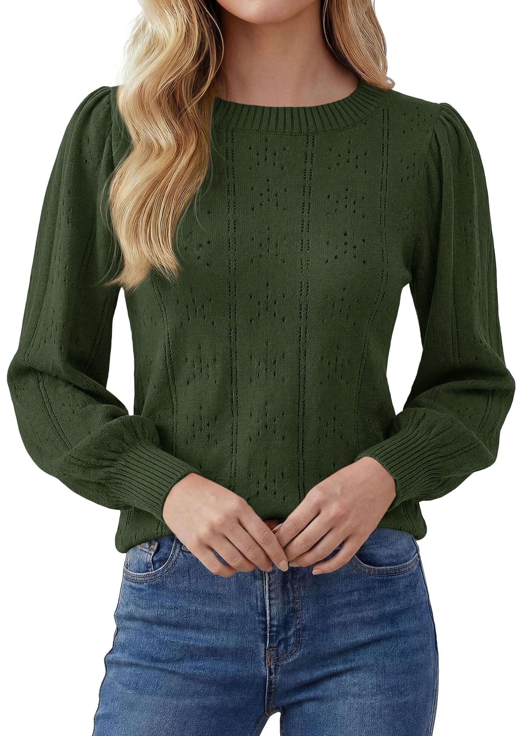 Women Fall Fashion Hollow Out Holiday Sweaters Army Green,S