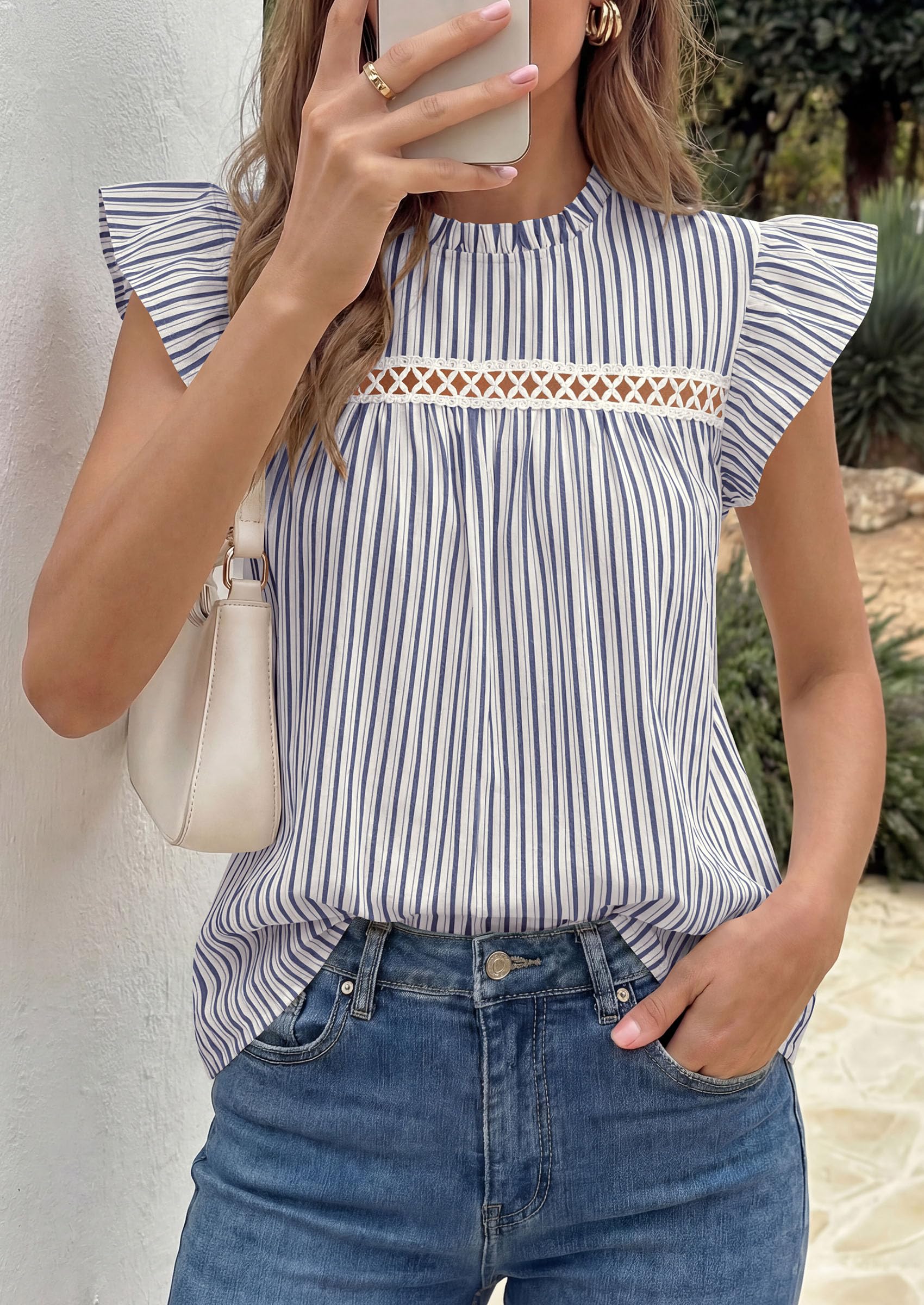 Striped Shirt Women Summer Dressy Business Casual Work Tops