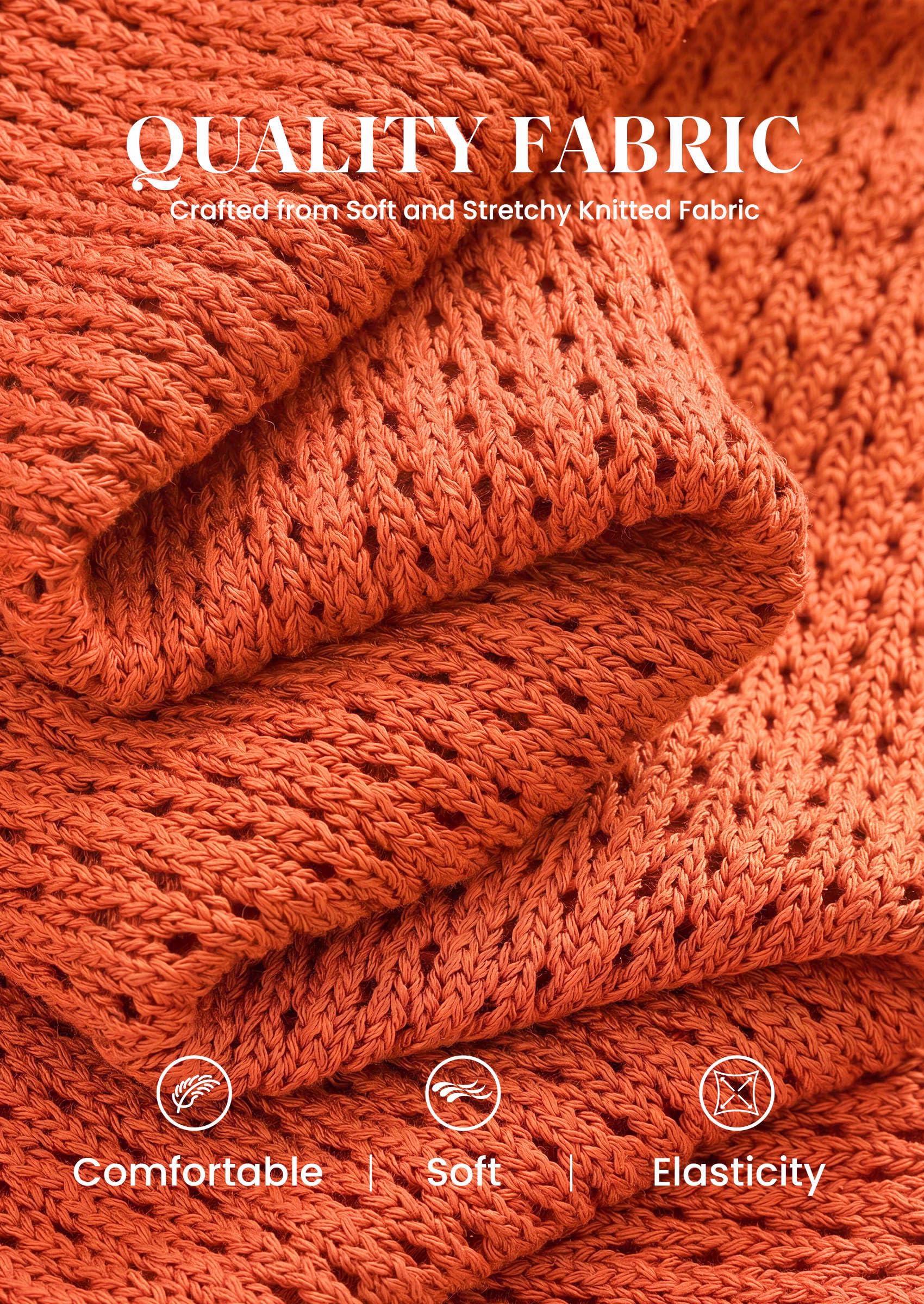 Women's Summer Sweater Vest Crochet Tops (Orange,S)