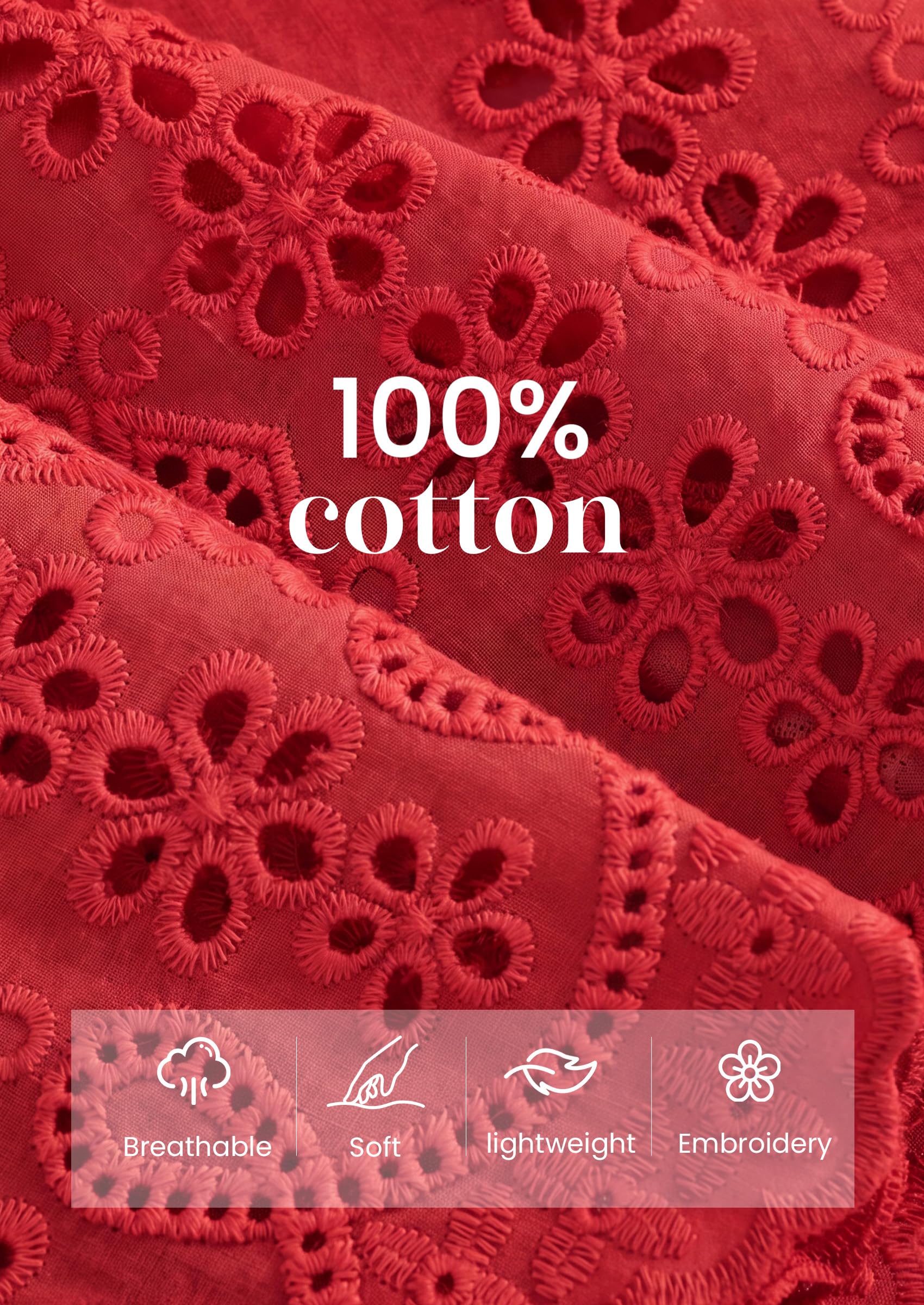 Women's Lace Tank Top Embroidery Eyelet Blouses,Red,S