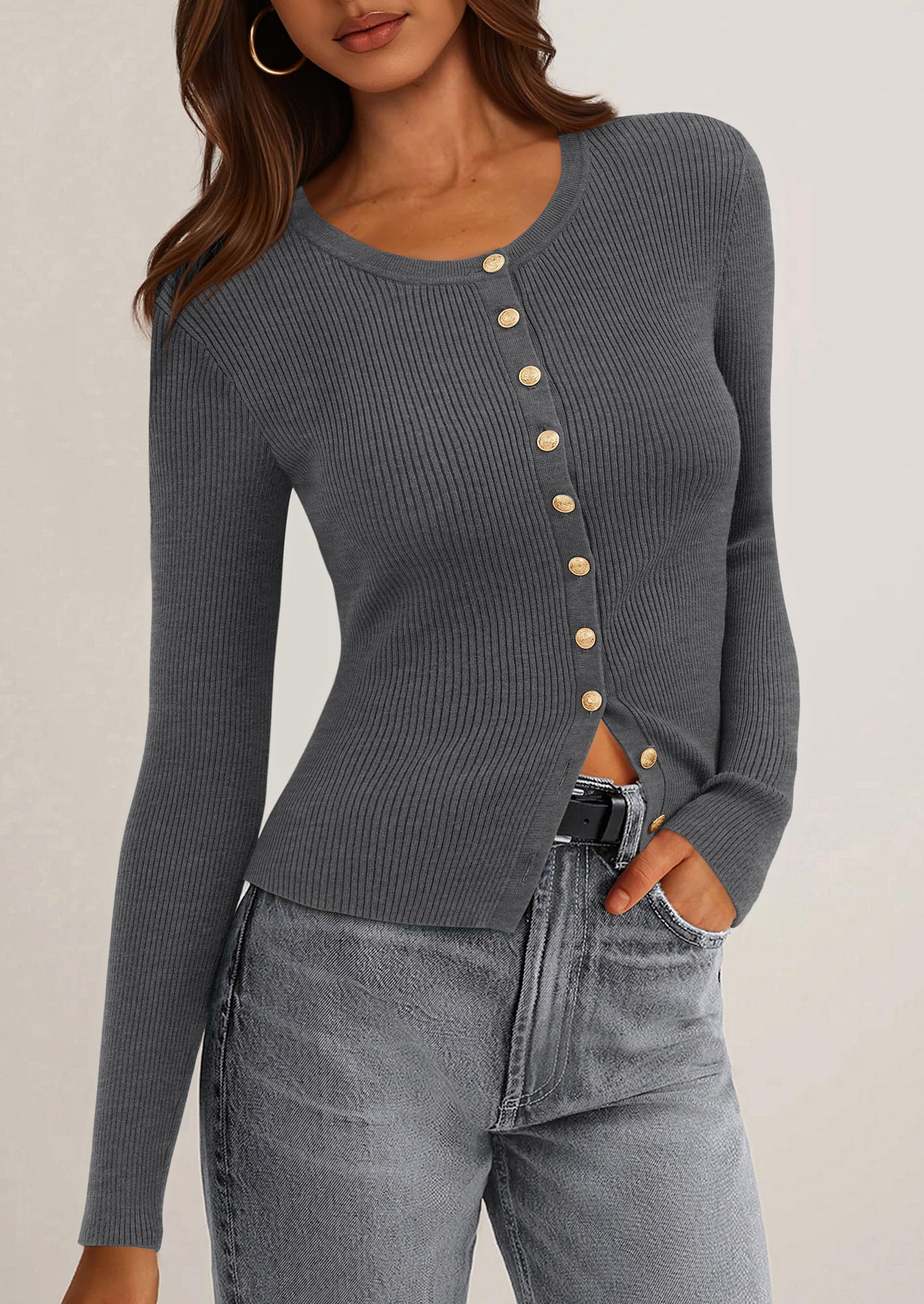 Women's Fall Lightweight Cardigan Sweaters,Grey,S