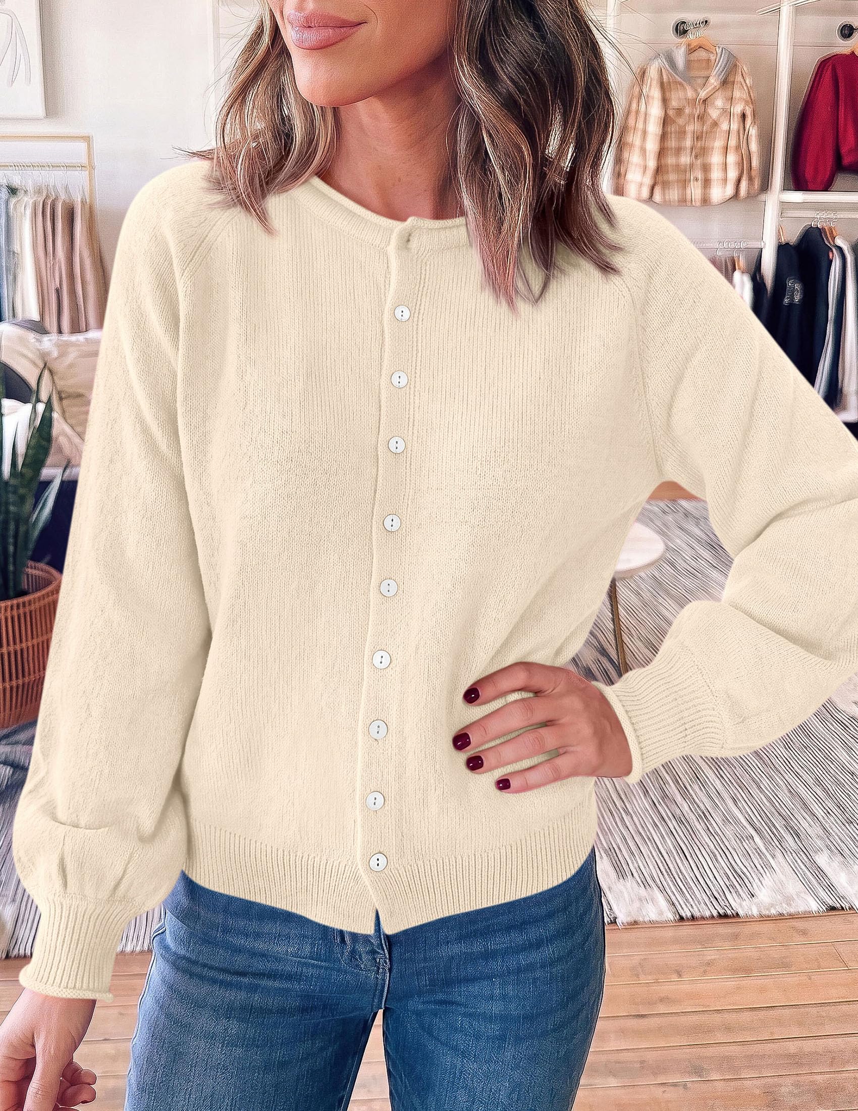 Women's Knit Button Up Cardigan Fall Lightweight Cozy Sweaters