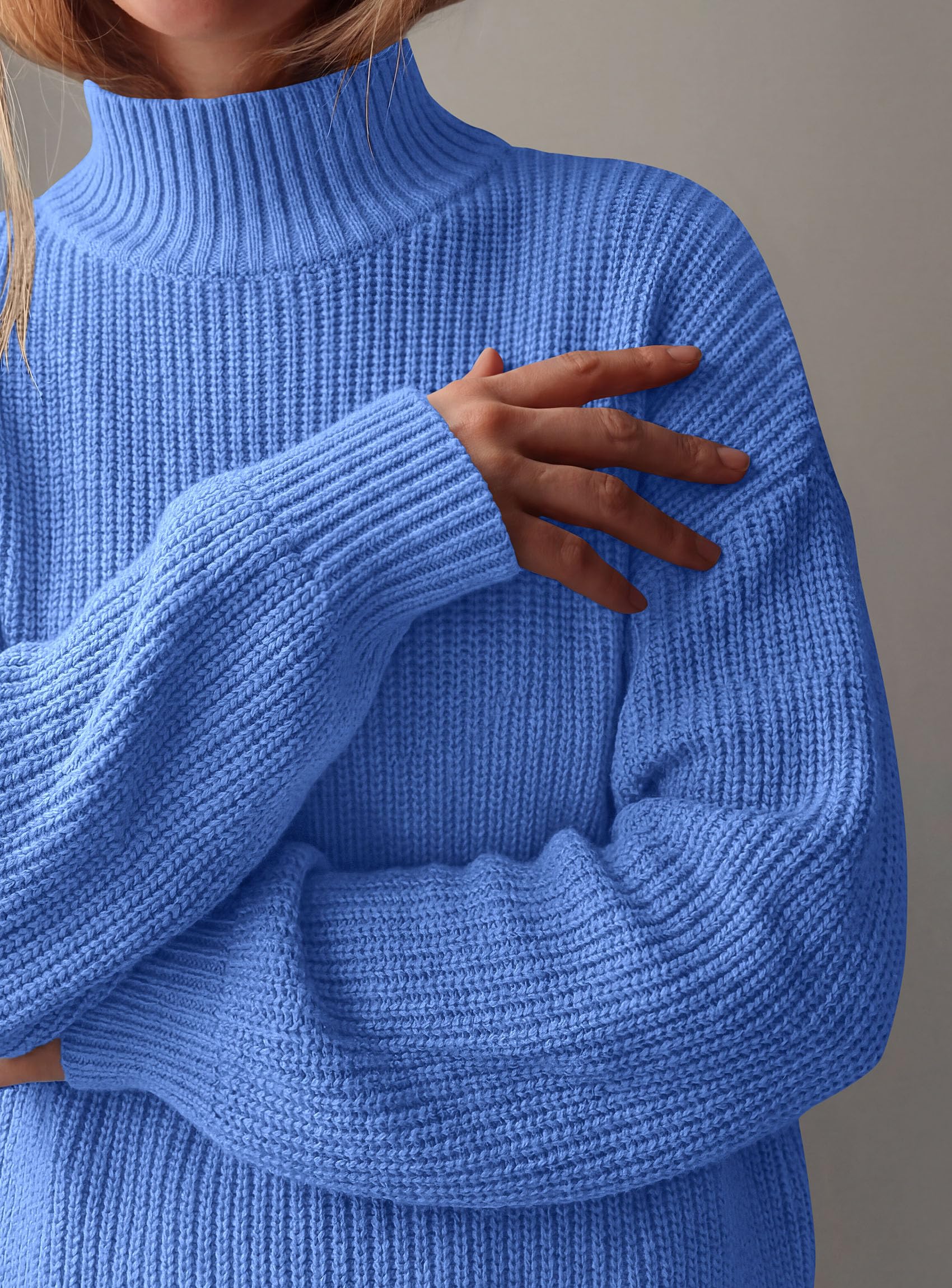 Women's Chunky Knit Fall Mock Turtleneck Pullover Sweaters