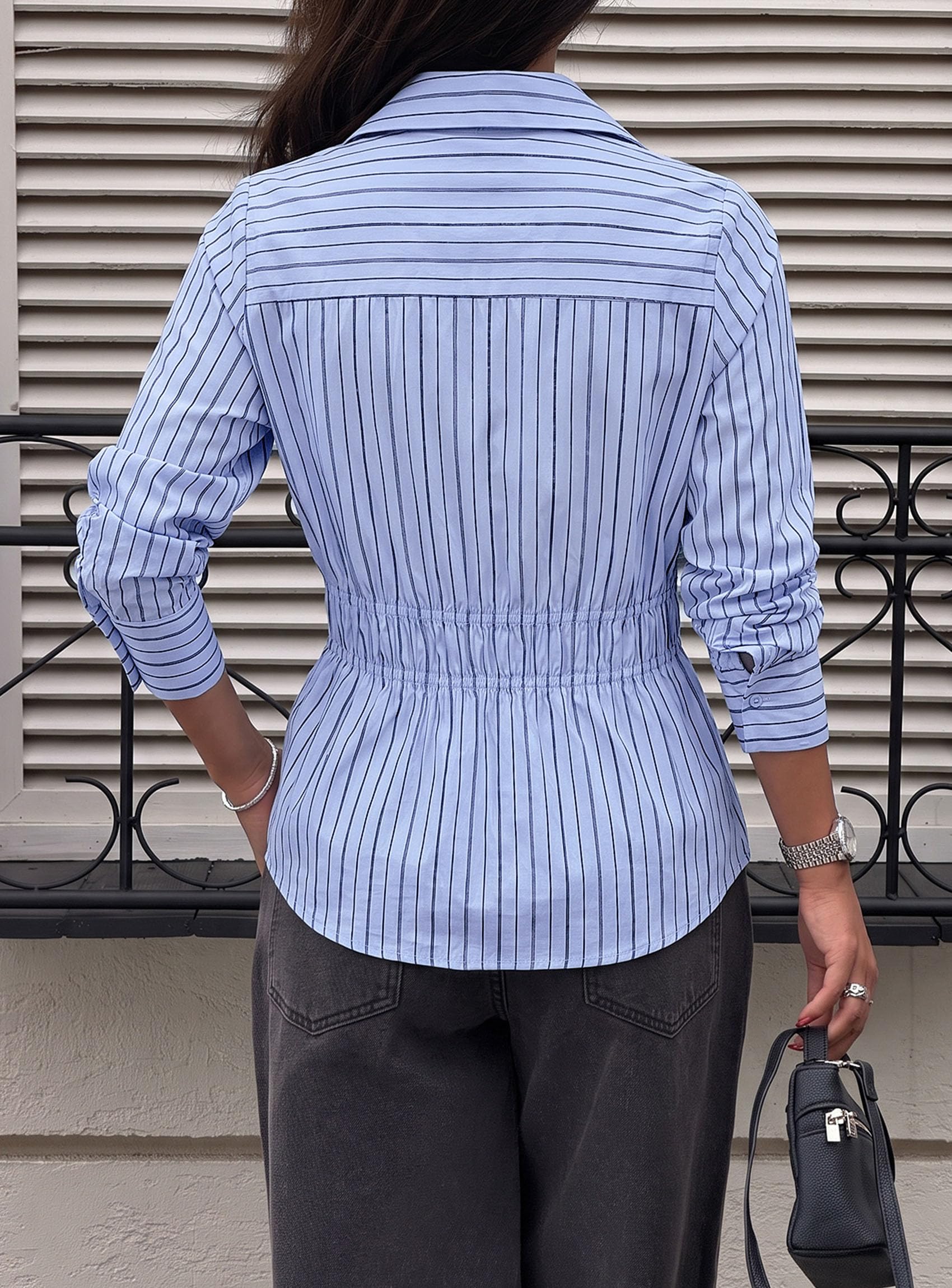 Women's Peplum Button Down Work Shirts Business Casual Tops