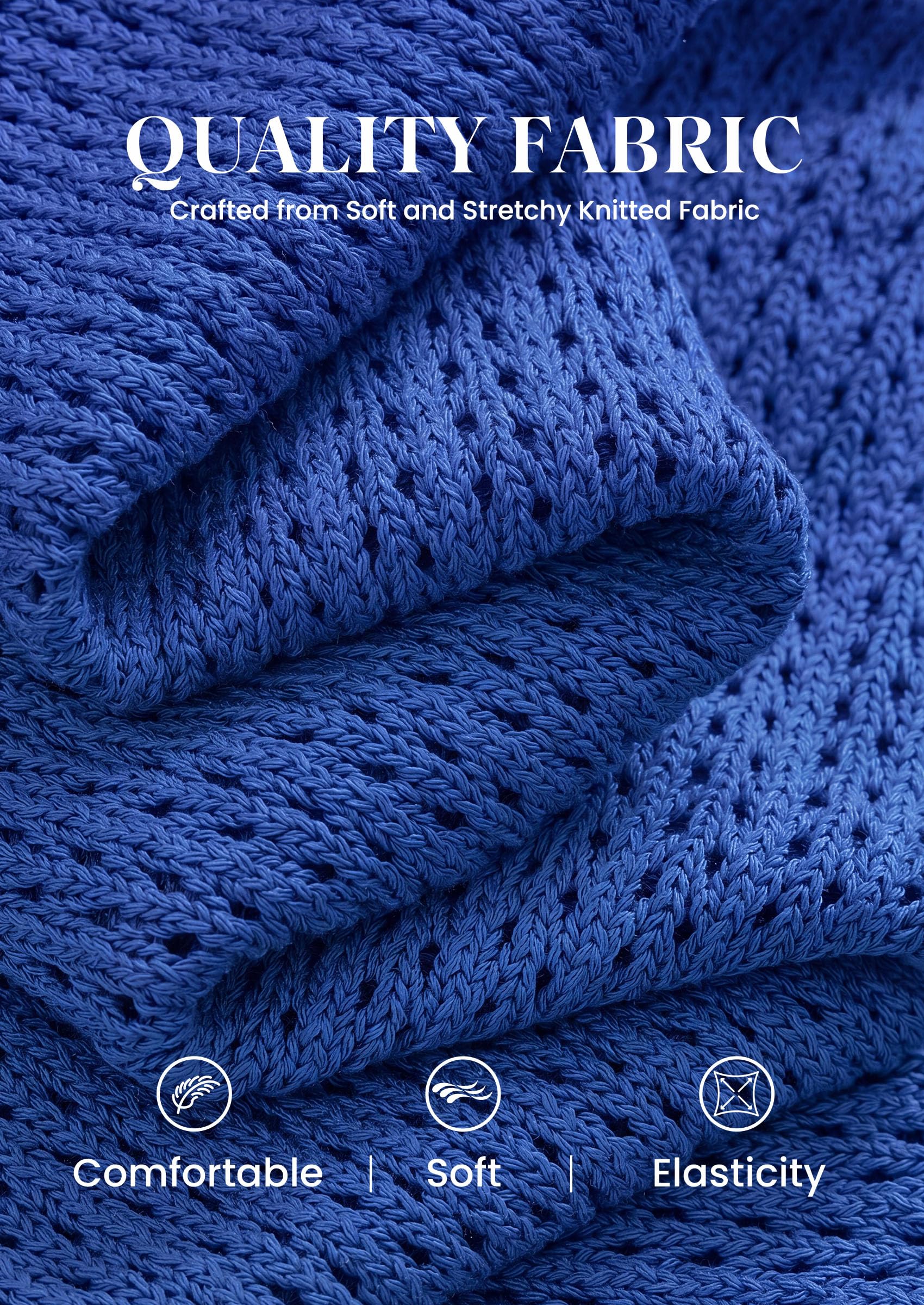 Women's Summer Sweater Vest Crochet Tops (Royal Blue,S)