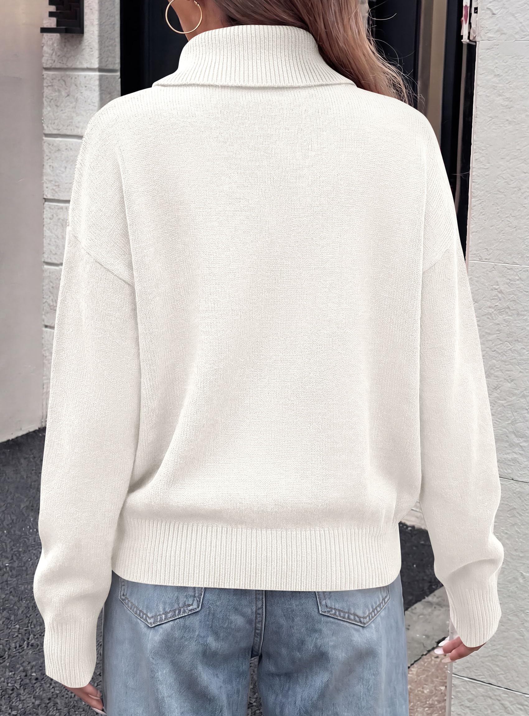 Womens Turtleneck Sweater Pullover Side Button Fall Clothes