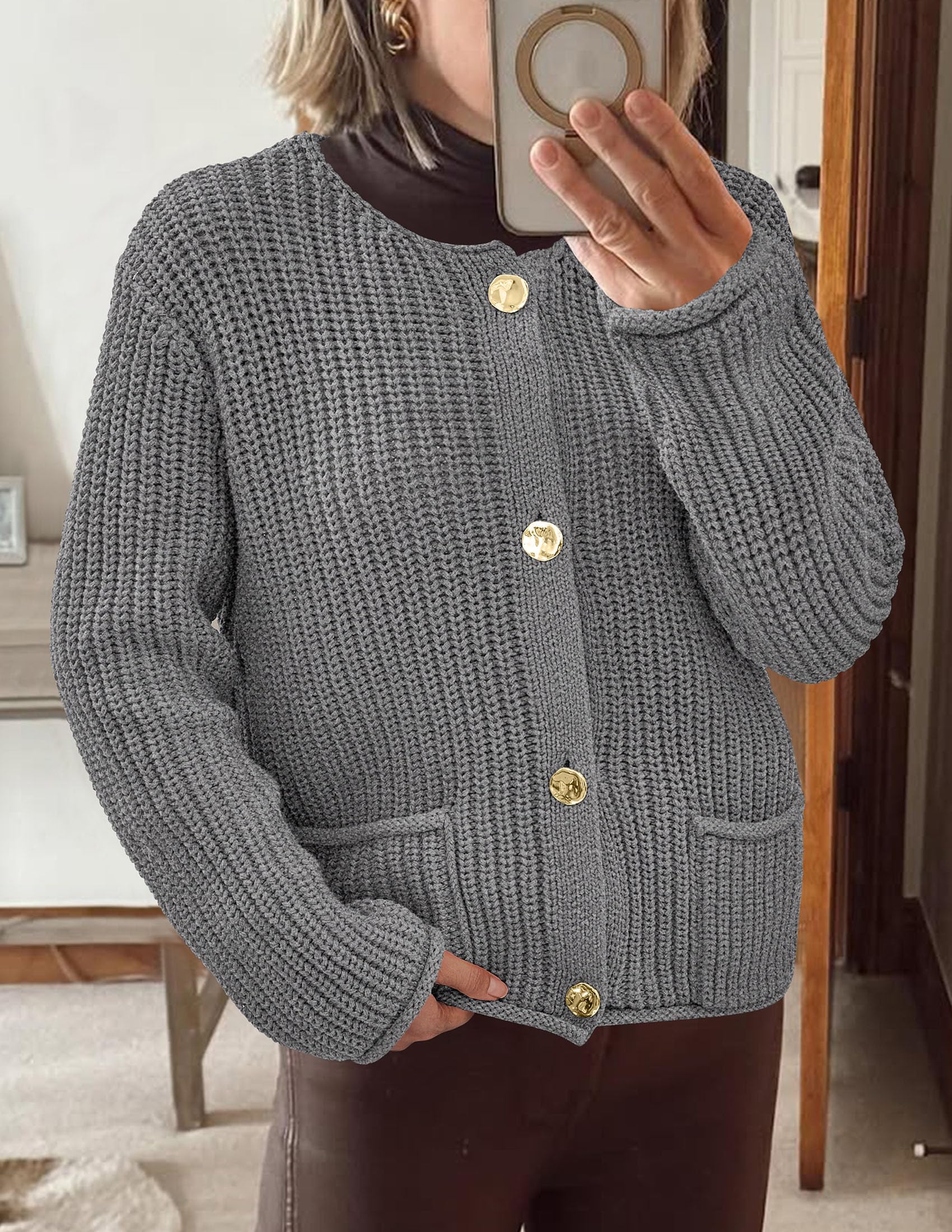 Women Oversized Cardigan Sweaters 2026 Fall Outfits,Grey