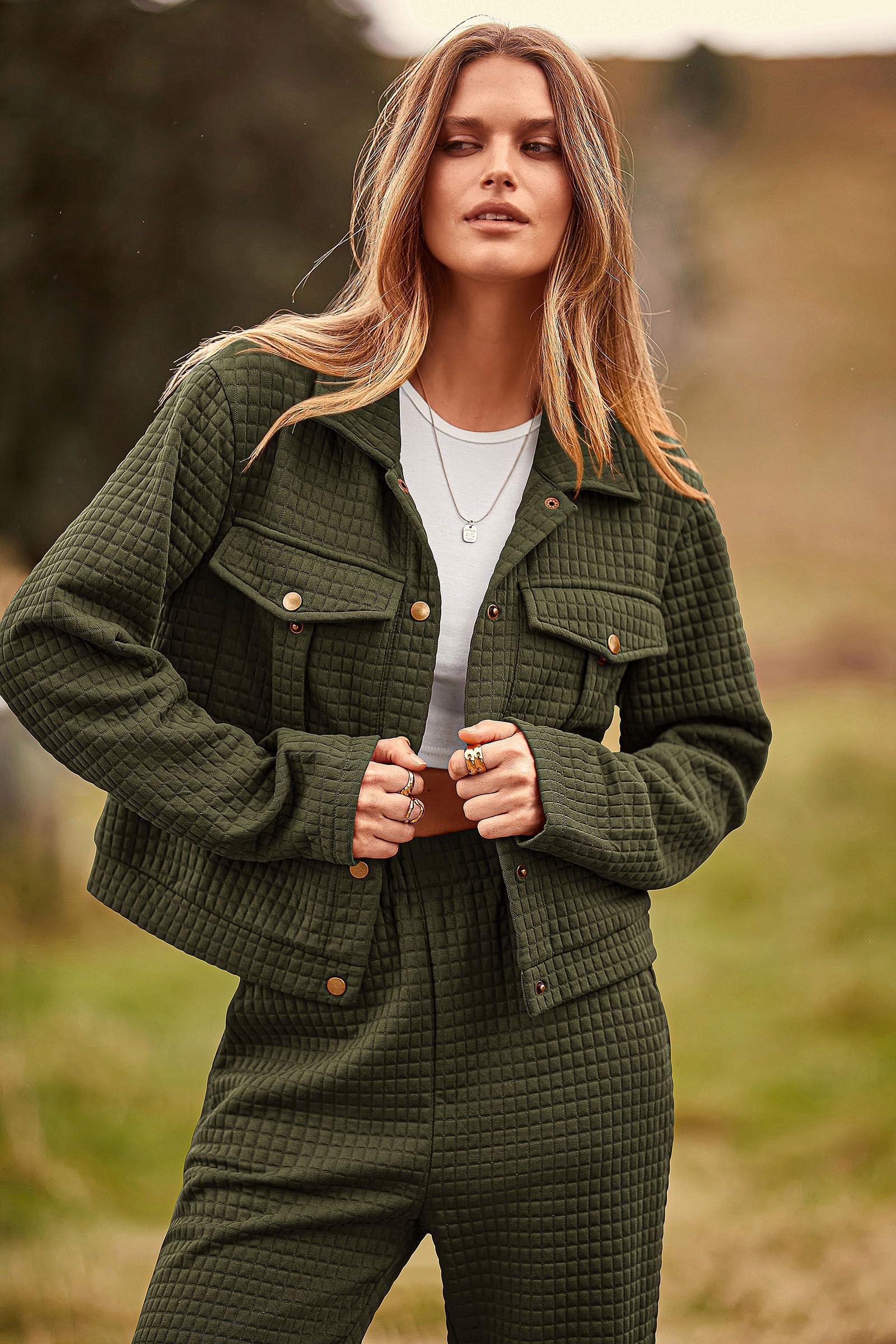 Women's 2 Piece Matching Lounge Sets Tracksuit,Army Green,M