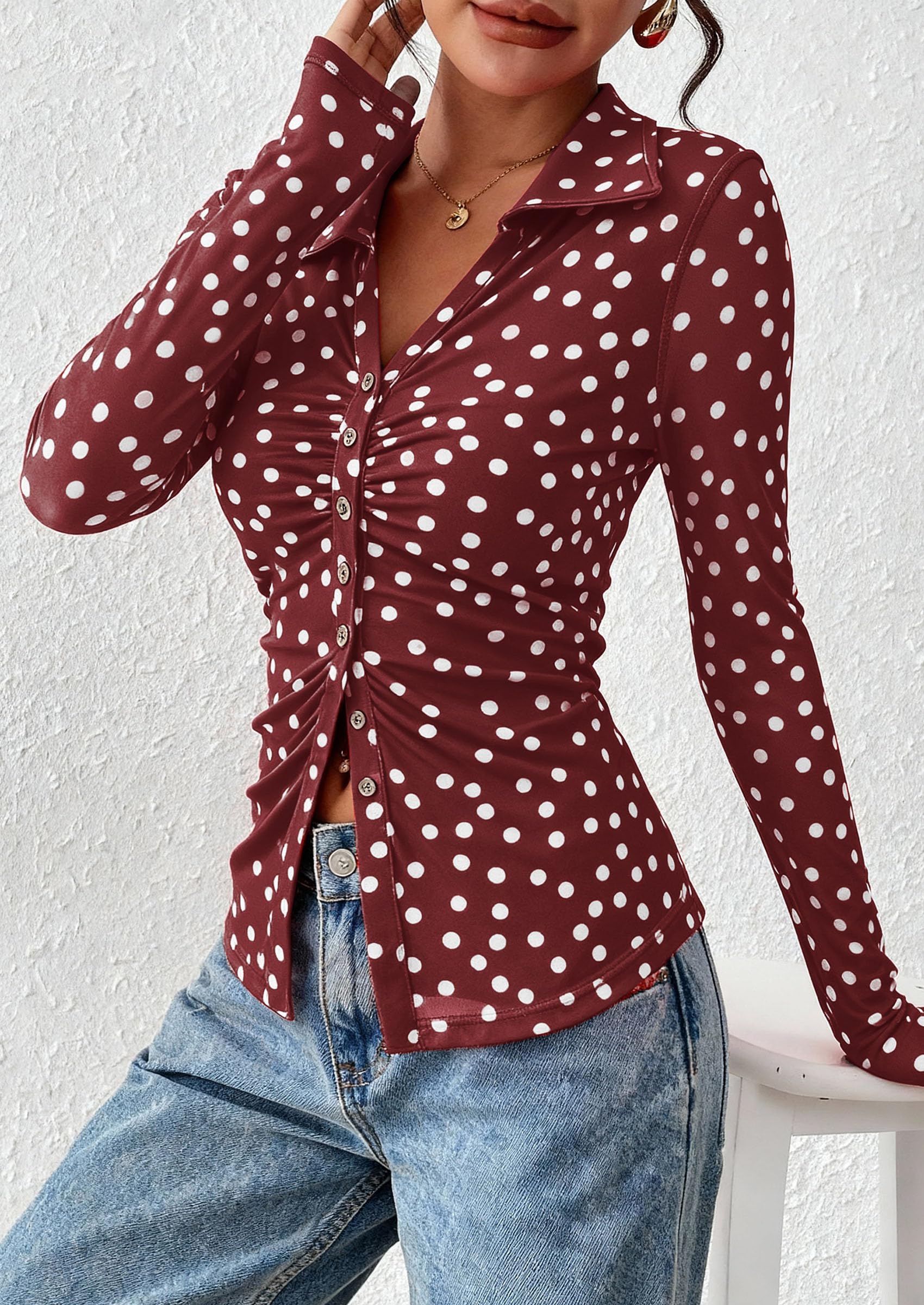 Women's Button Down Shirts Boho Mesh Floral Going Out Tops