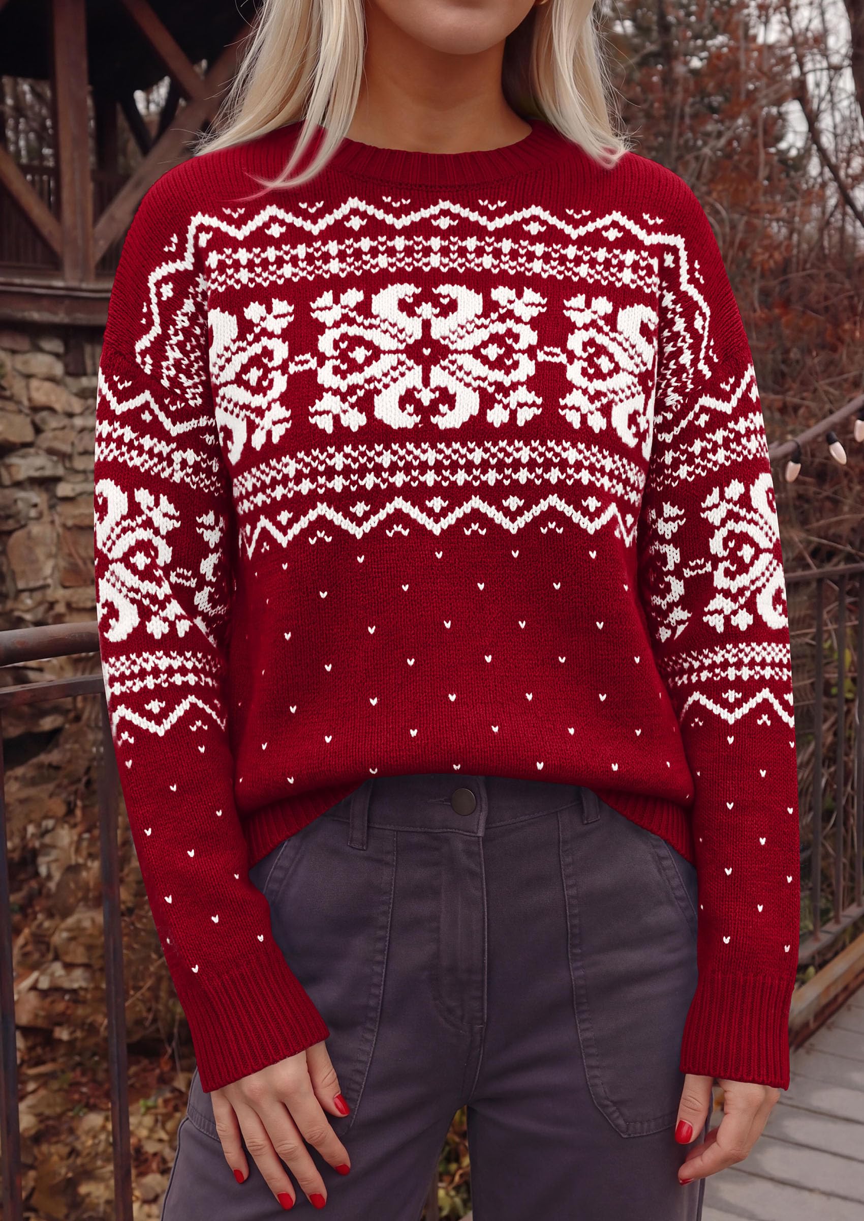 Sweaters for Women Fair Isle Oversized Pullover Fall Outfits