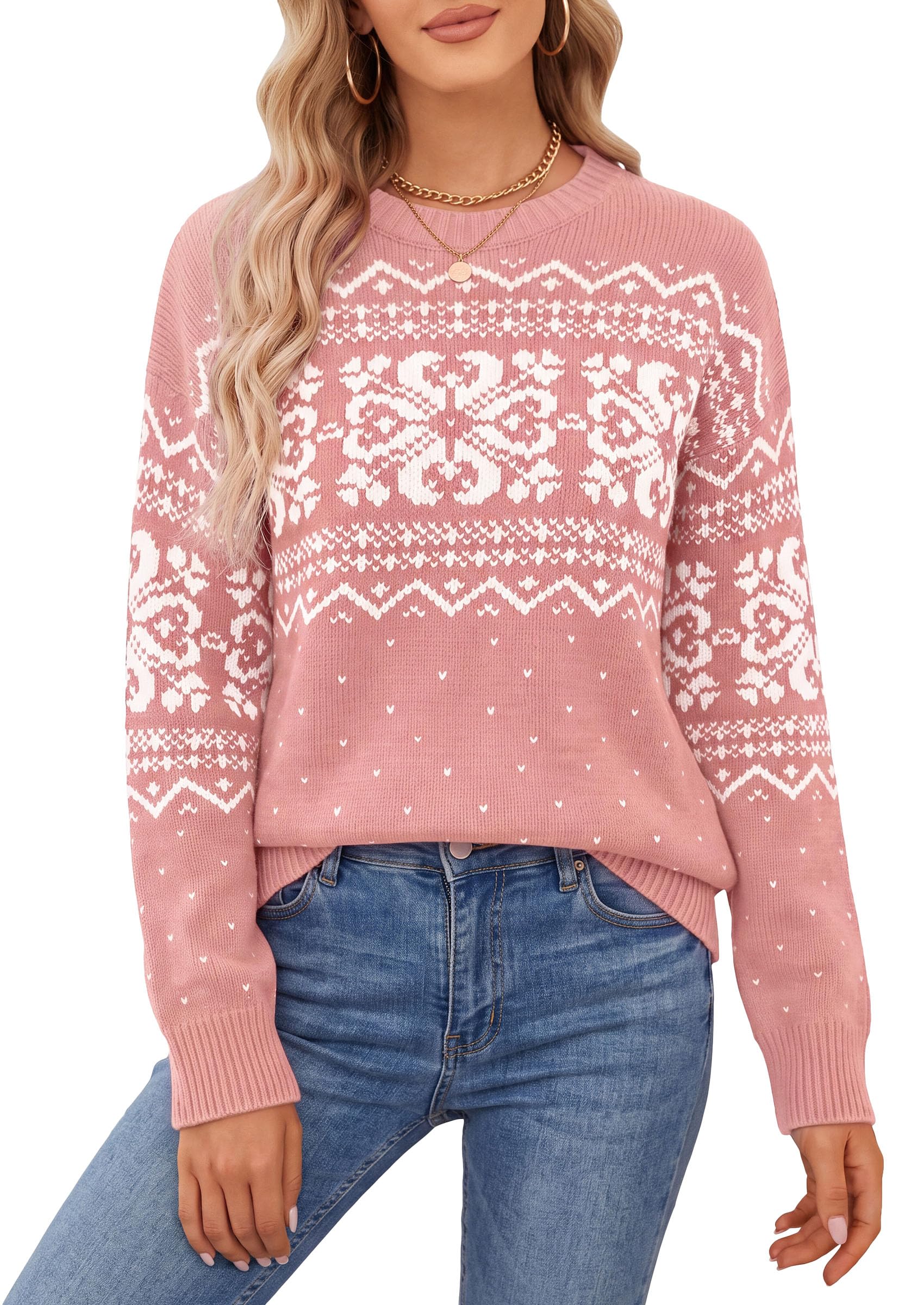 Sweaters for Women Fair Isle Oversized Pullover Fall Outfits